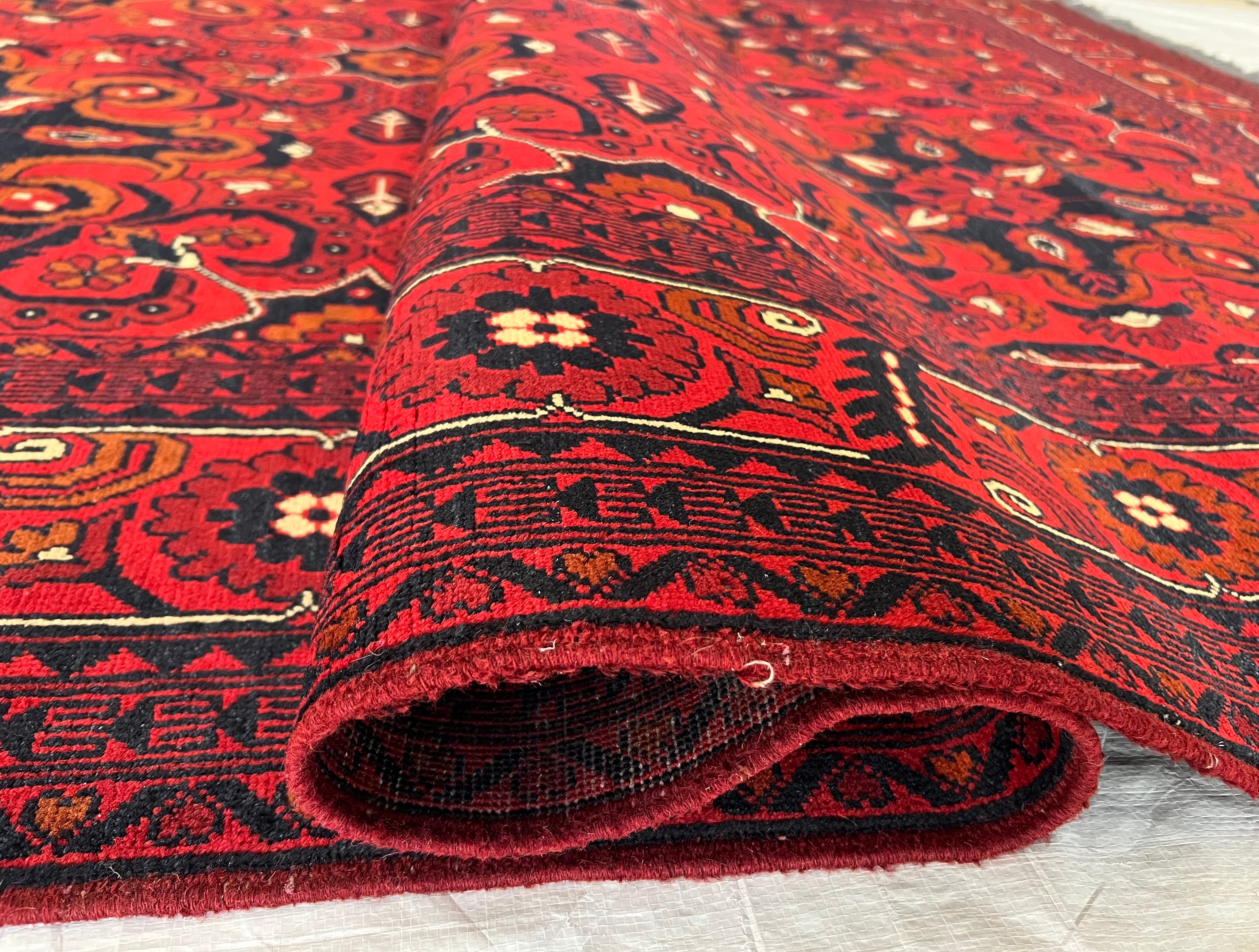 Afghani Rug 7x10 size range tribal Red laid flat