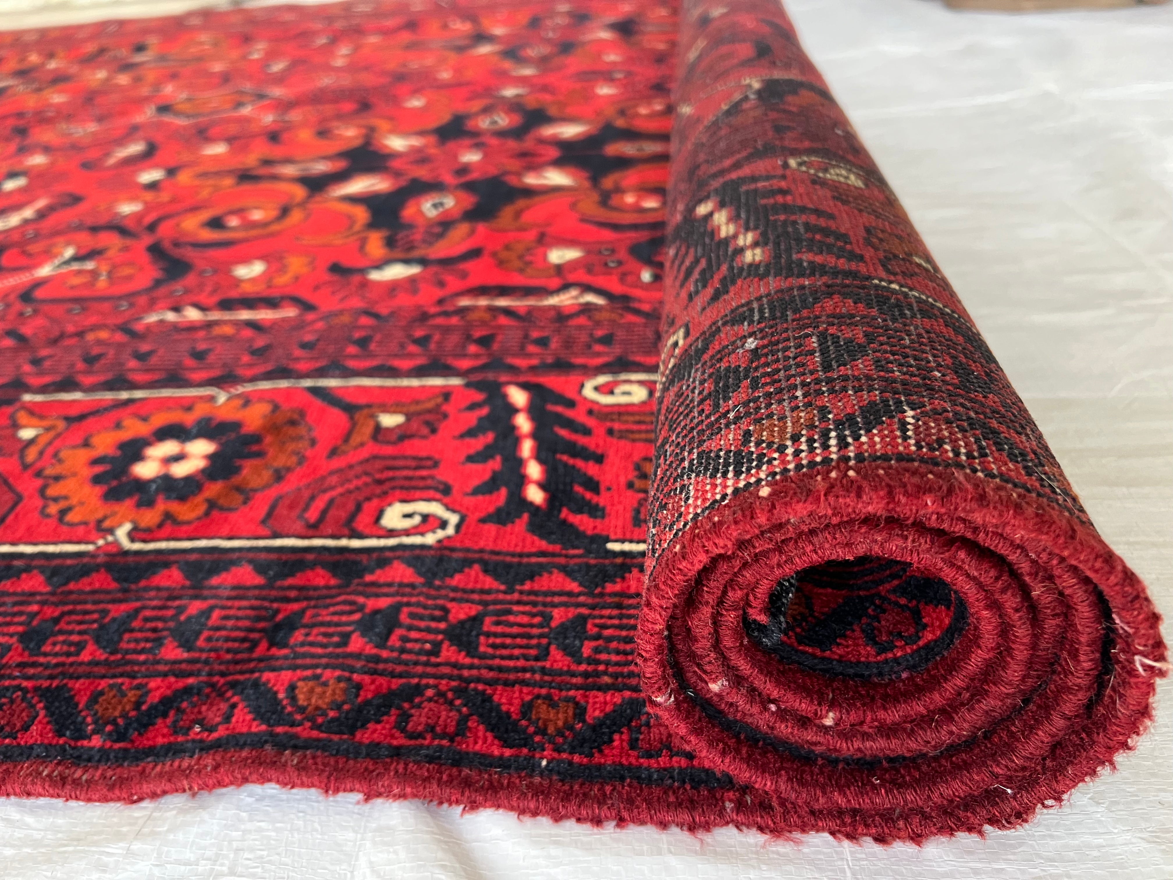 Afghani Rug 7x10 size range tribal Red laid flat