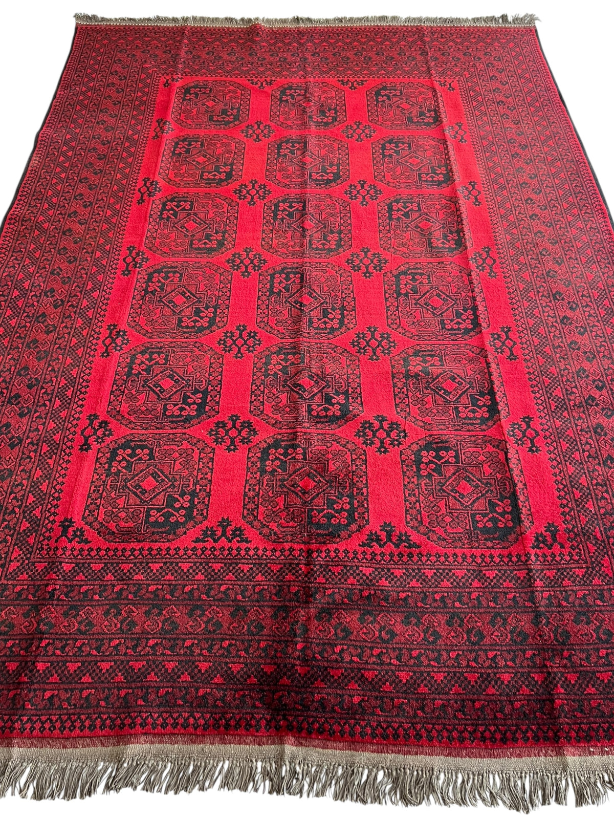 Afghani Rug 7x10 size range tribal Red laid flat