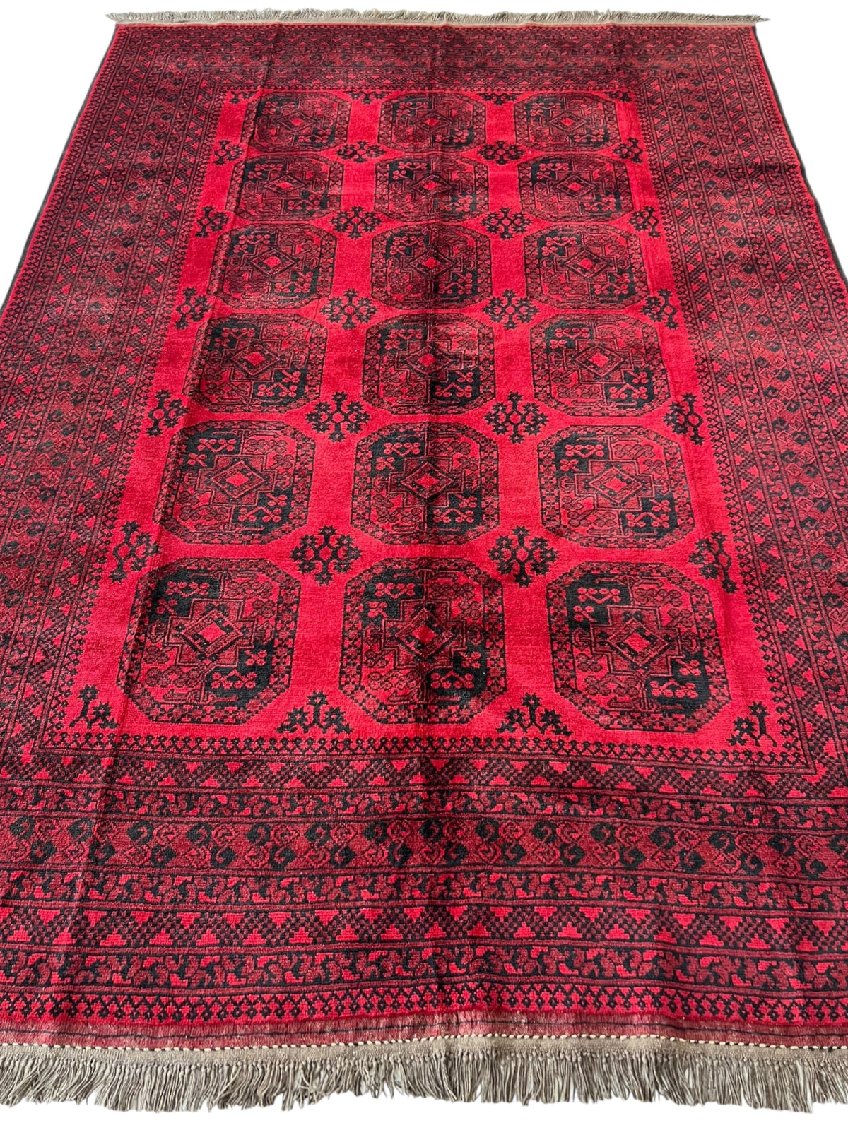 Afghani Rug 7x10 size range tribal Red laid flat