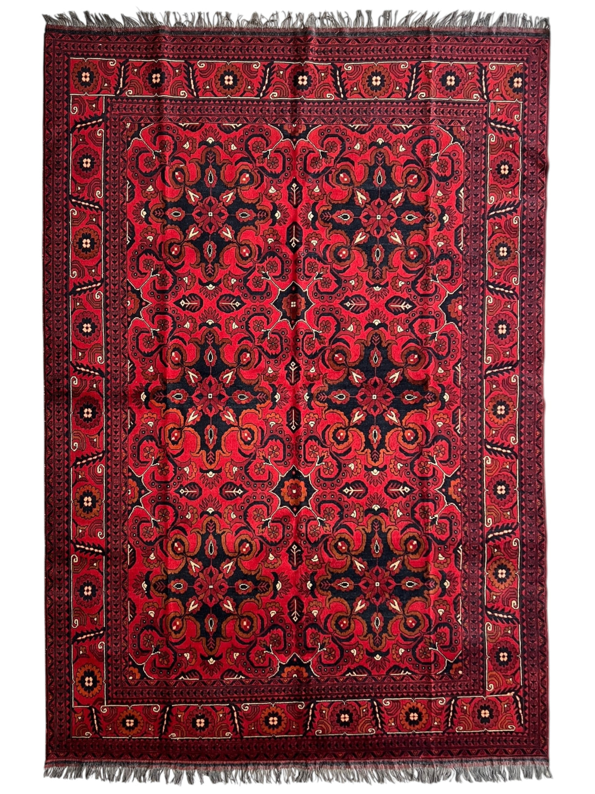Afghani Rug 7x10 size range tribal Red laid flat
