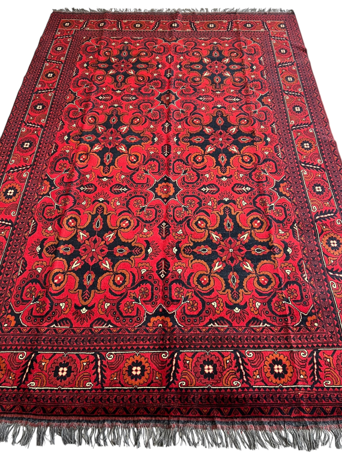 Afghani Rug 7x10 size range tribal Red laid flat