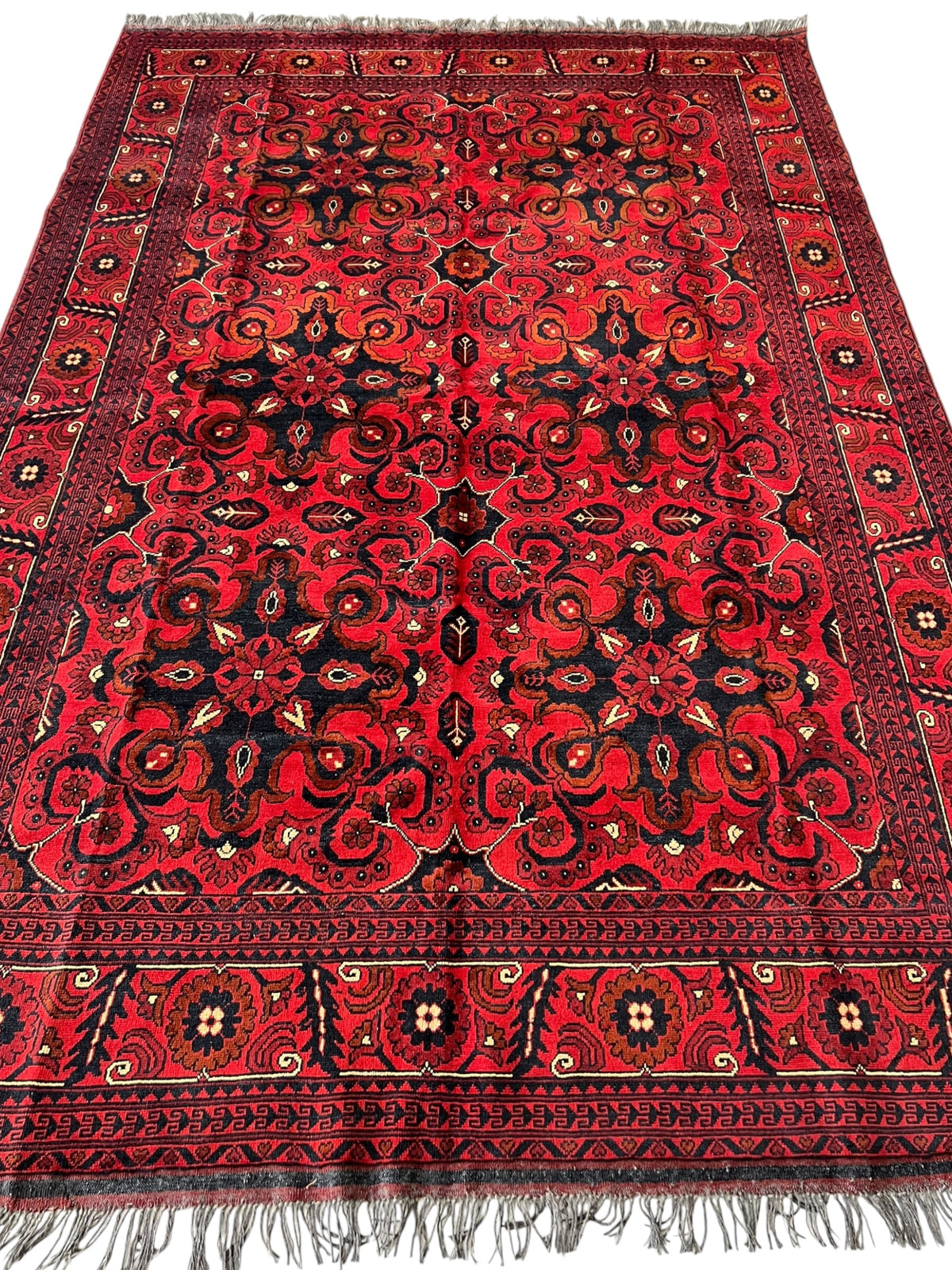 Afghani Rug 7x10 size range tribal Red laid flat