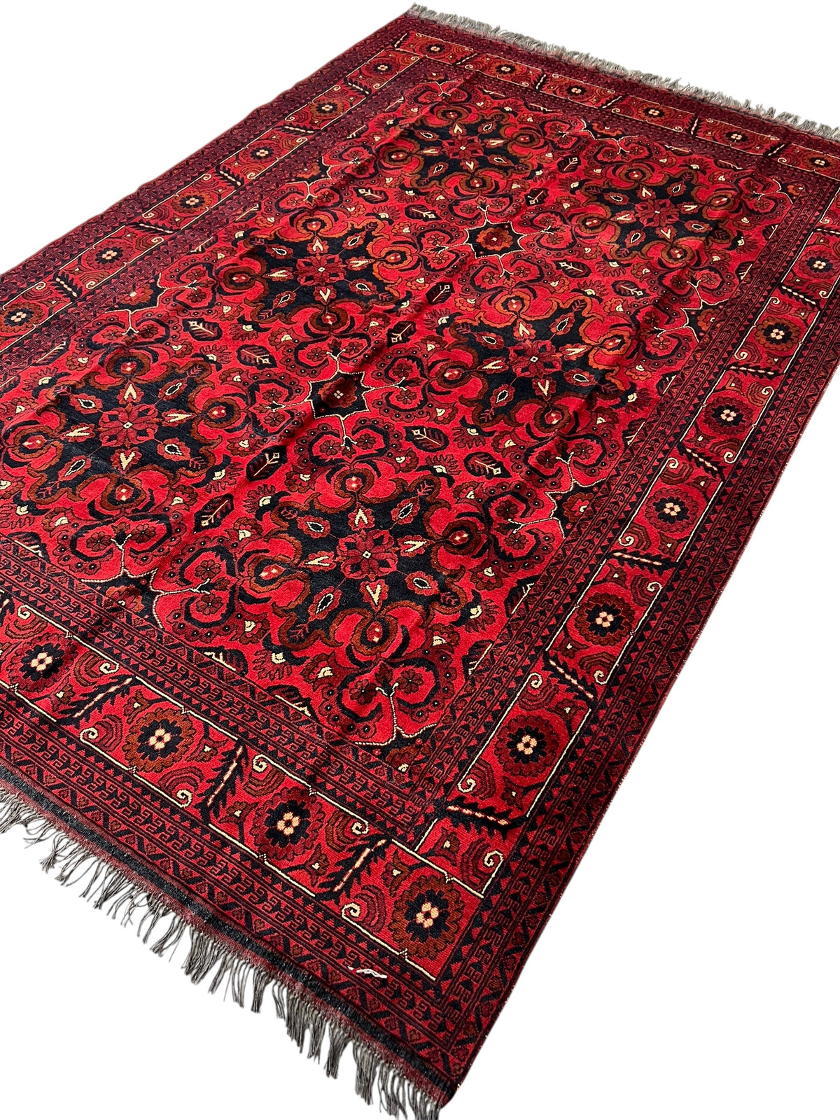 Afghani Rug 7x10 size range tribal Red laid flat