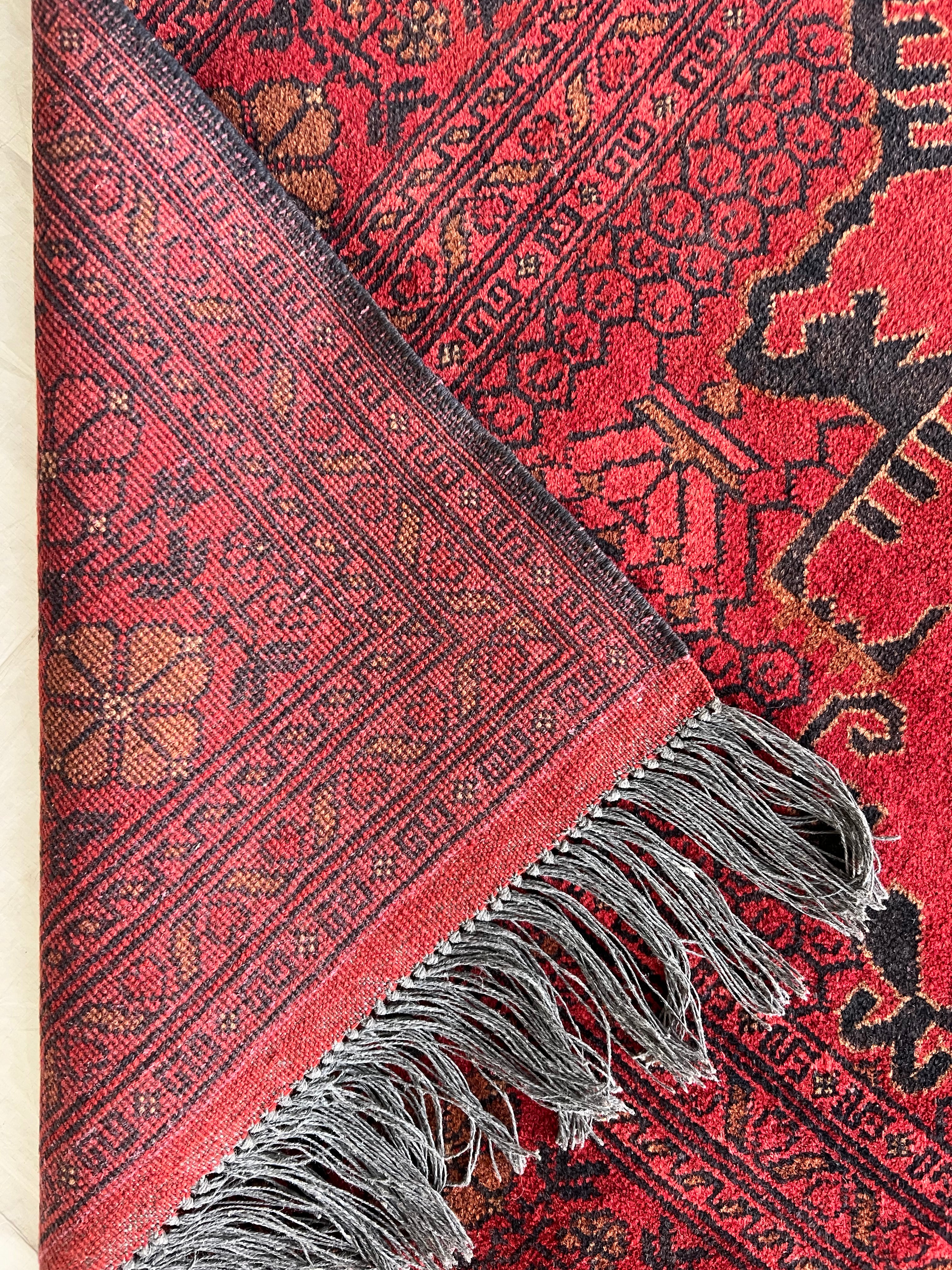 Afghani Rug 7x10 size range darwaza naqsha Red laid flat