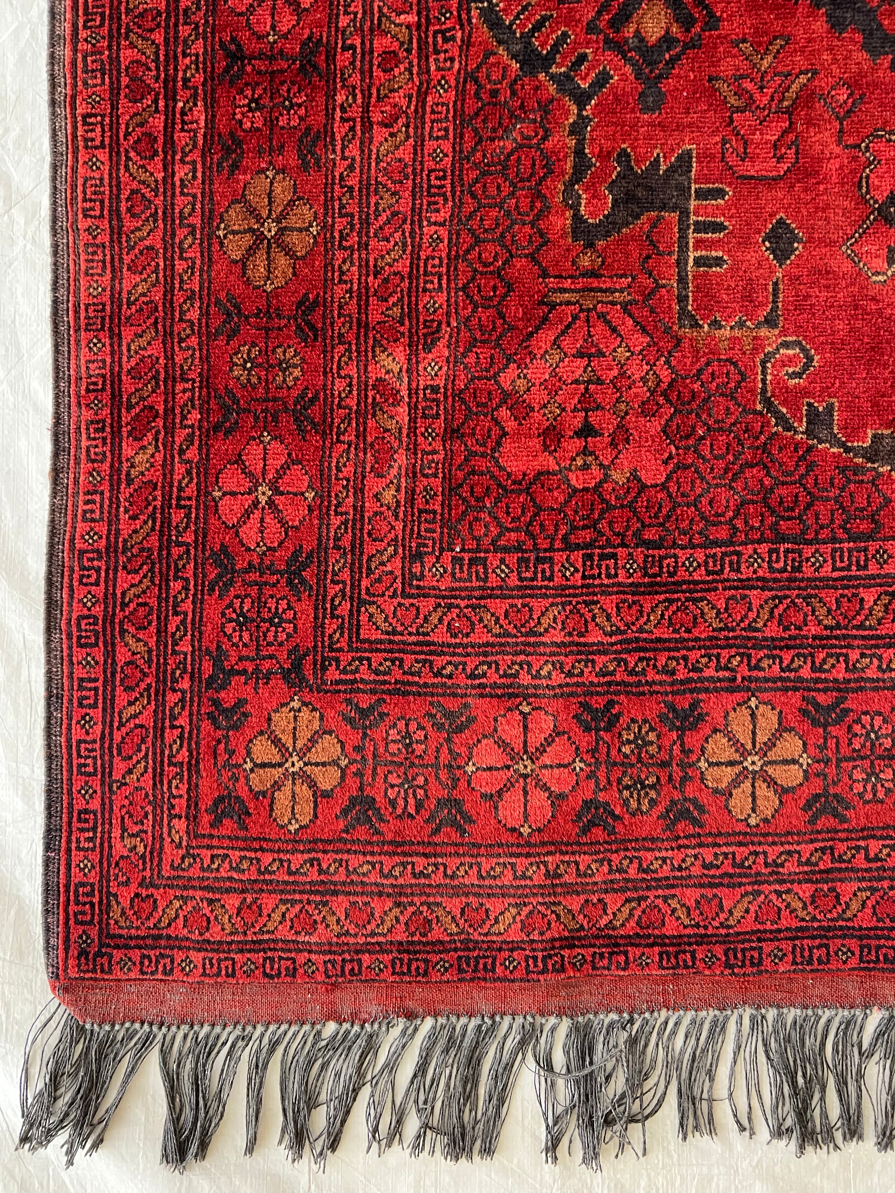 Afghani Rug 7x10 size range darwaza naqsha Red laid flat