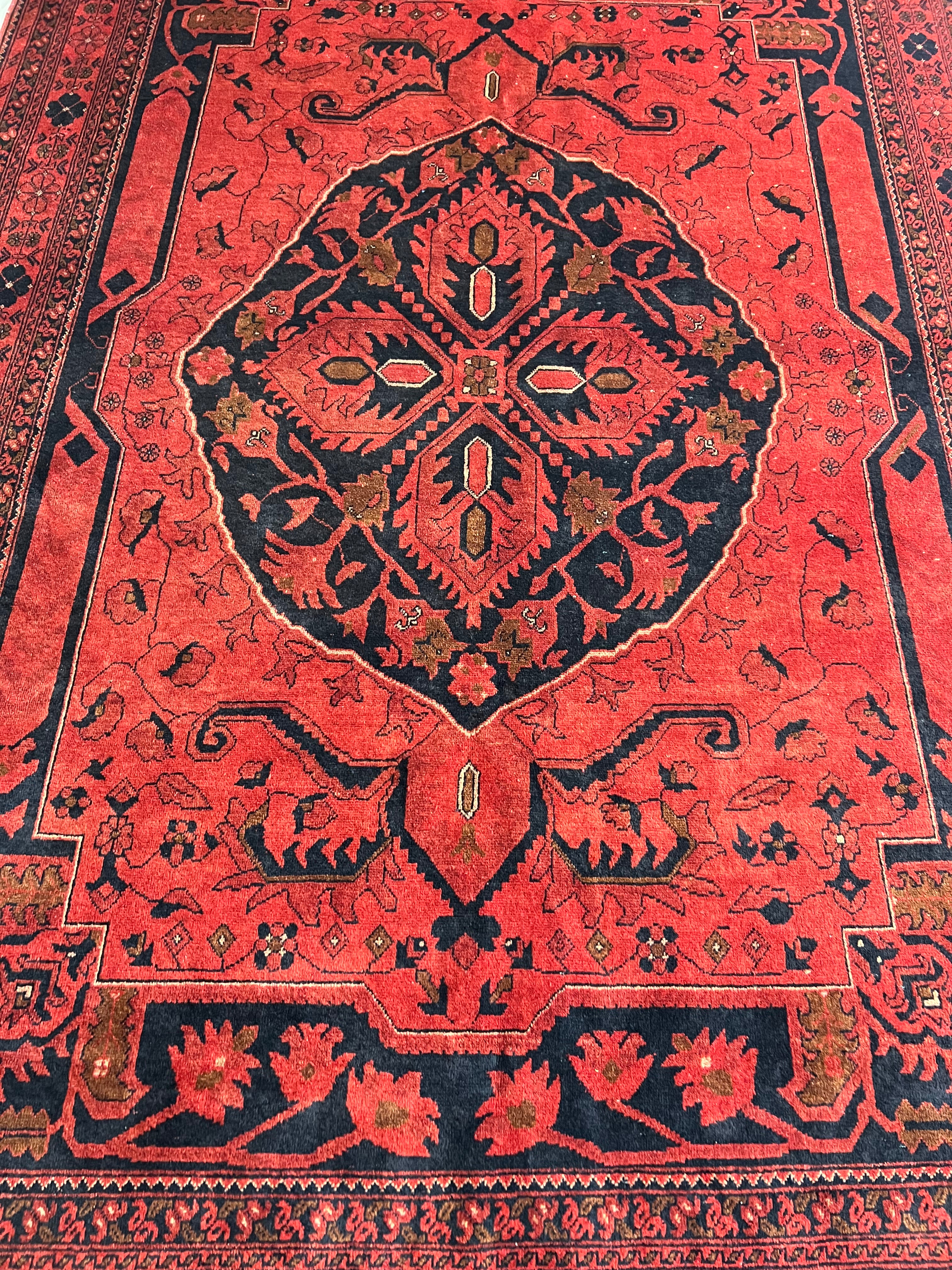 Afghani Rug 7x10 size range naqsha Red laid flat