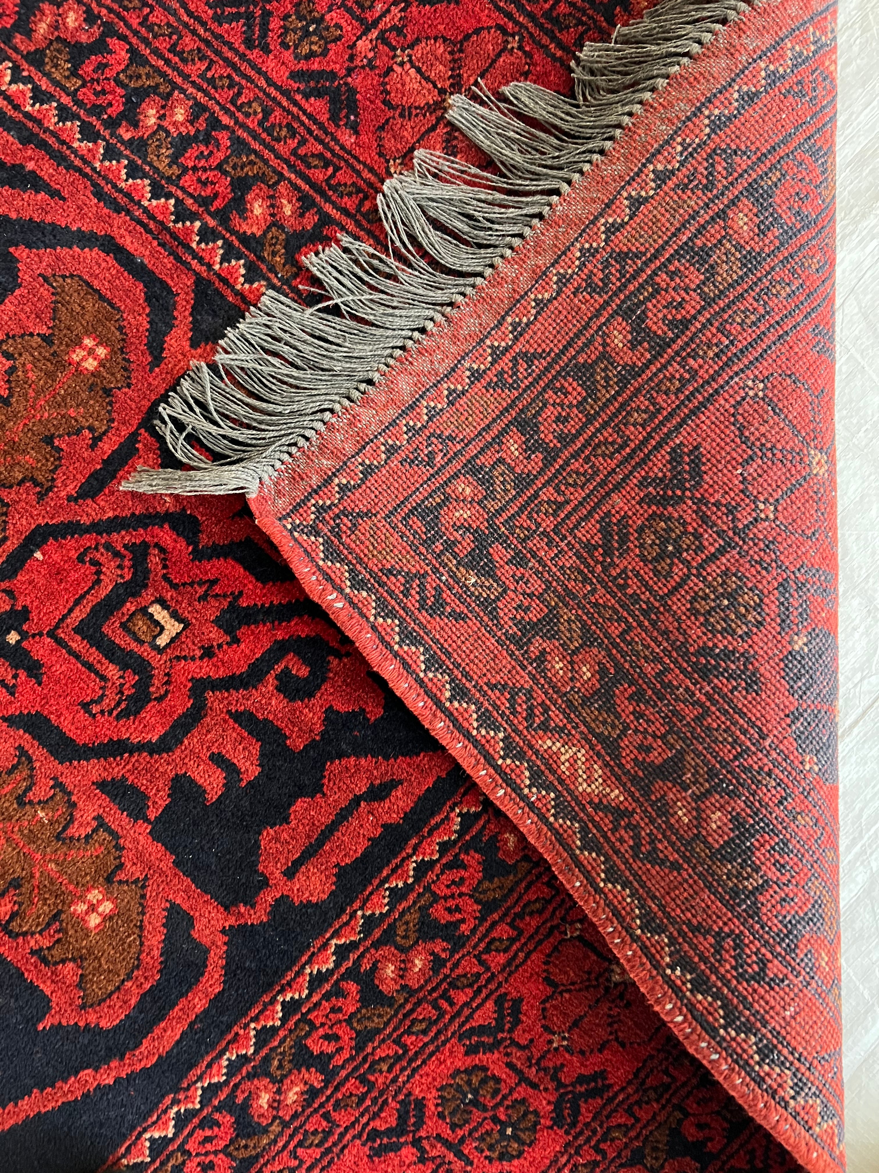 Afghani Rug 7x10 size range naqsha Red laid flat