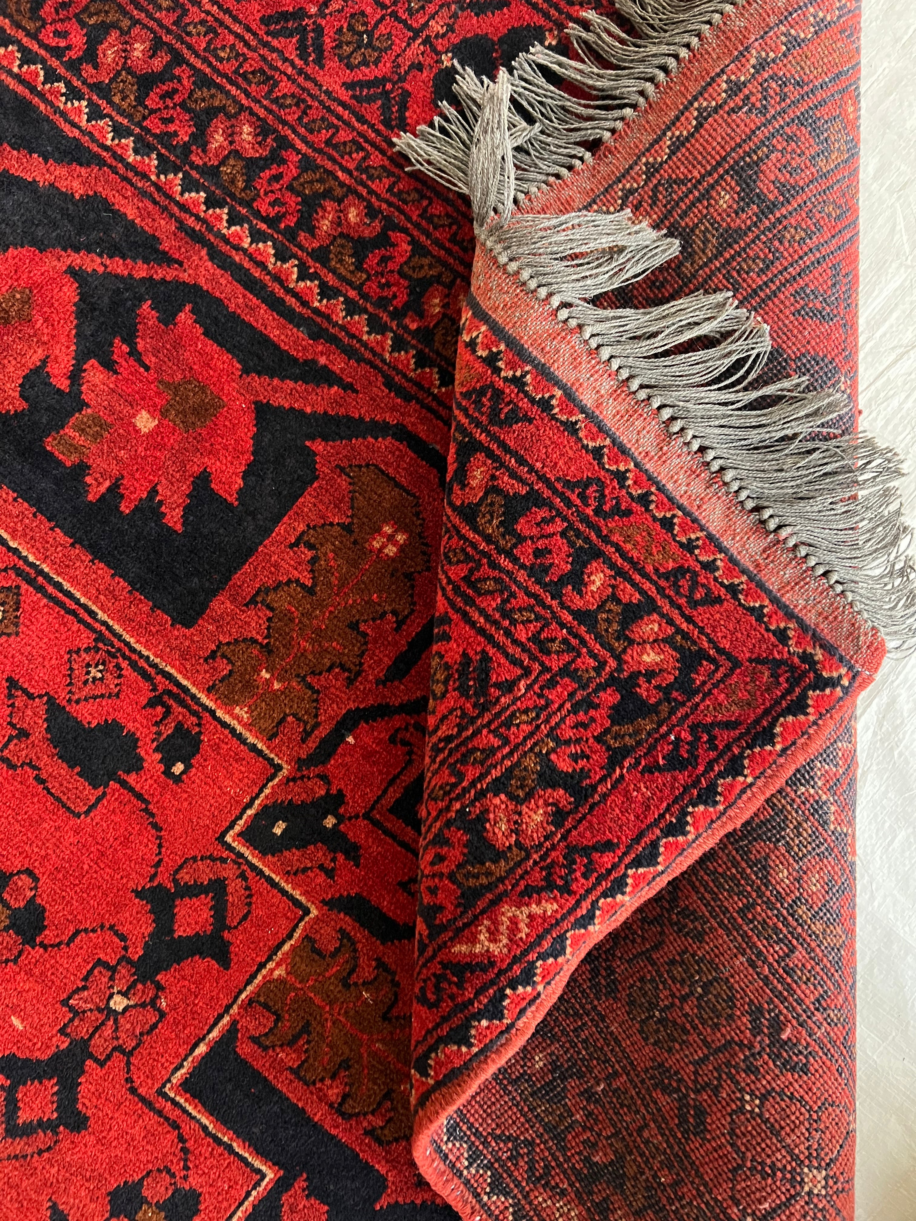 Afghani Rug 7x10 size range naqsha Red laid flat