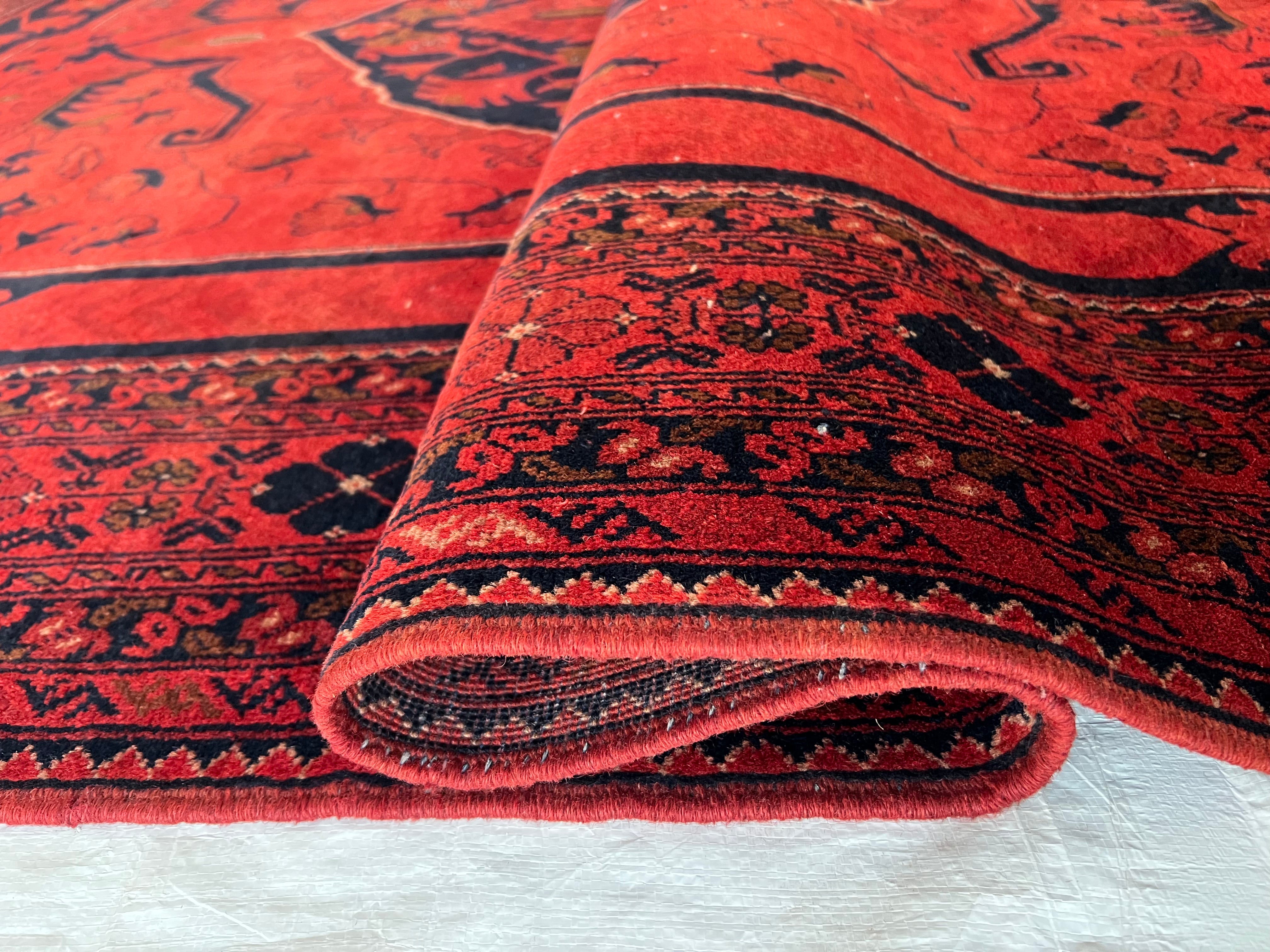 Afghani Rug 7x10 size range naqsha Red laid flat