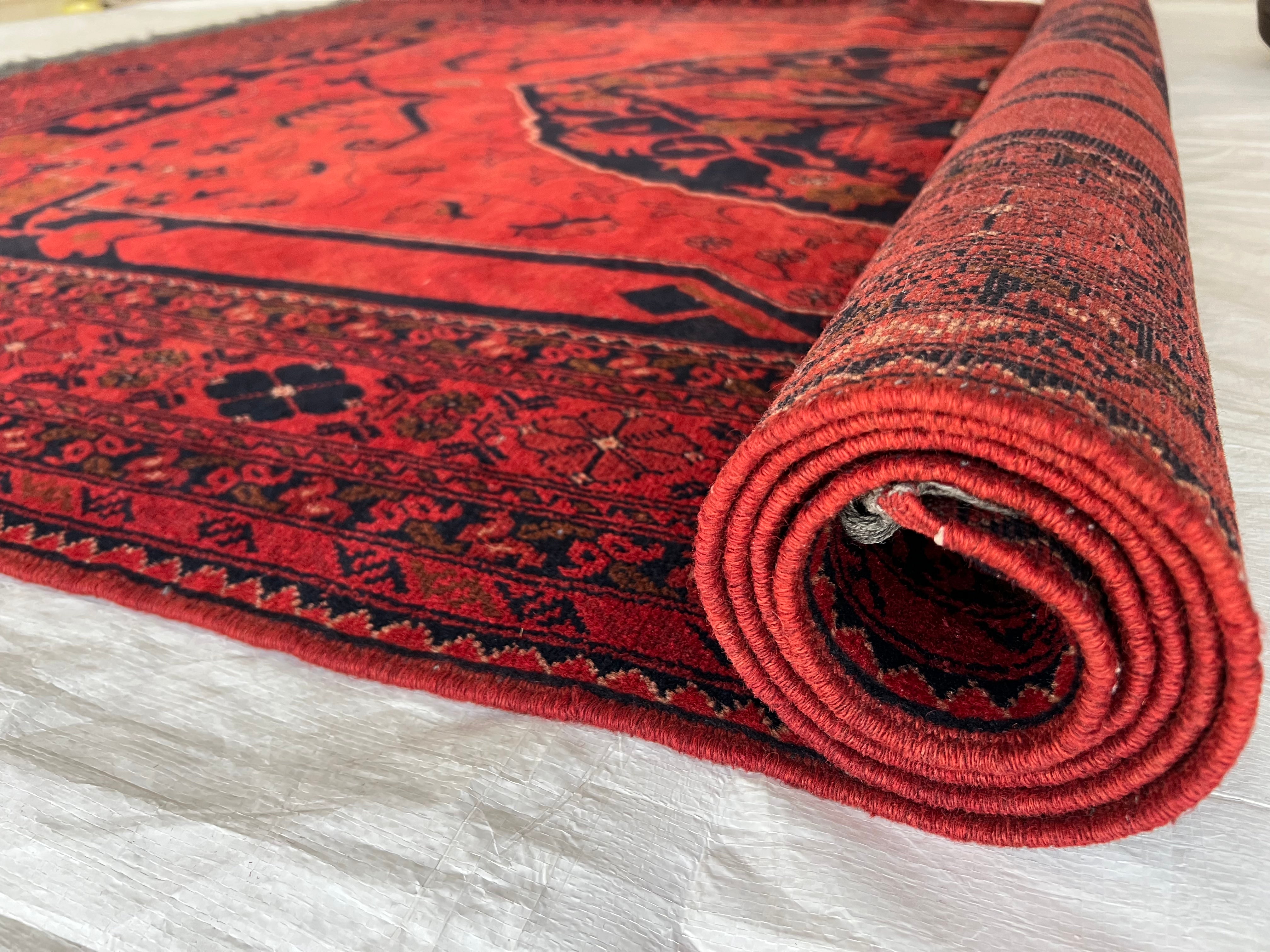 Afghani Rug 7x10 size range naqsha Red laid flat