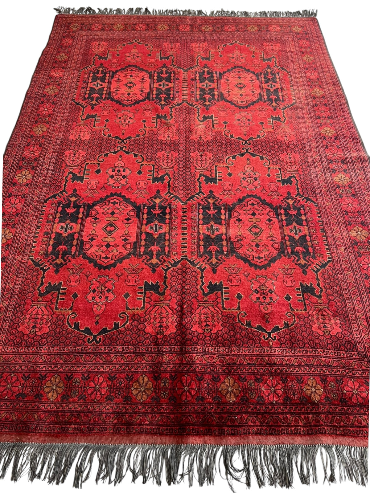 Afghani Rug 7x10 size range darwaza naqsha Red laid flat