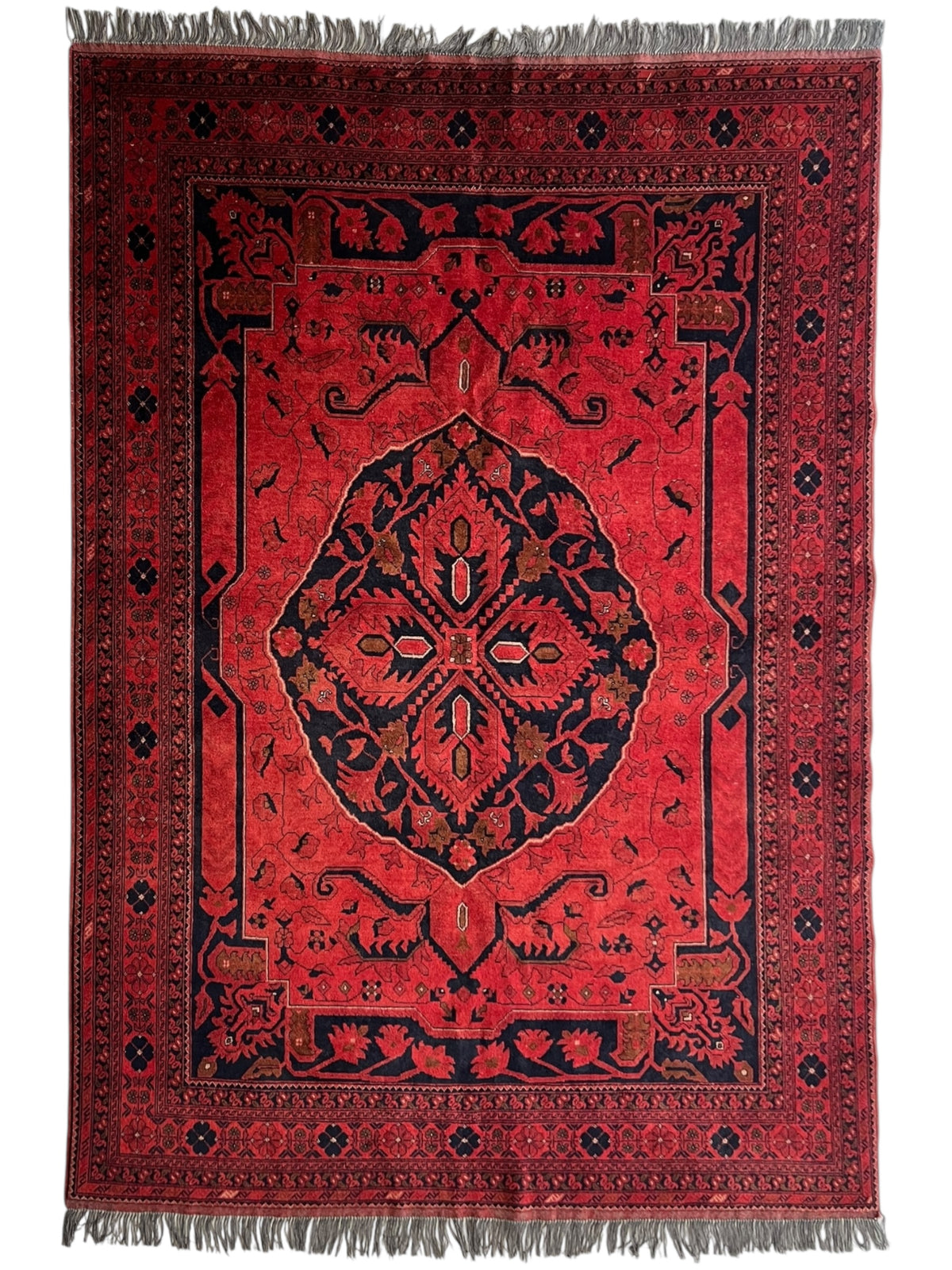 Afghani Rug 7x10 size range naqsha Red laid flat