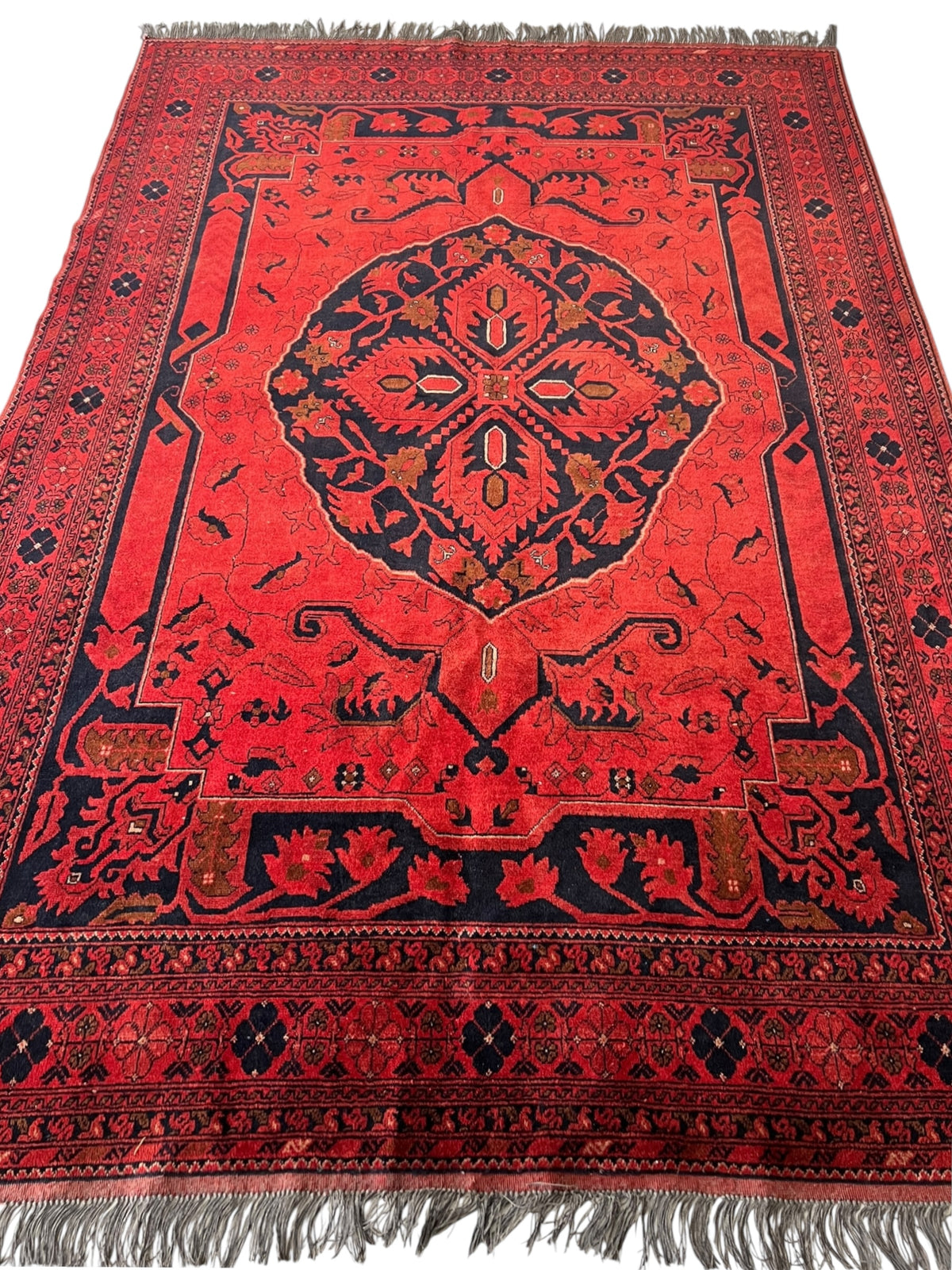 Afghani Rug 7x10 size range naqsha Red laid flat