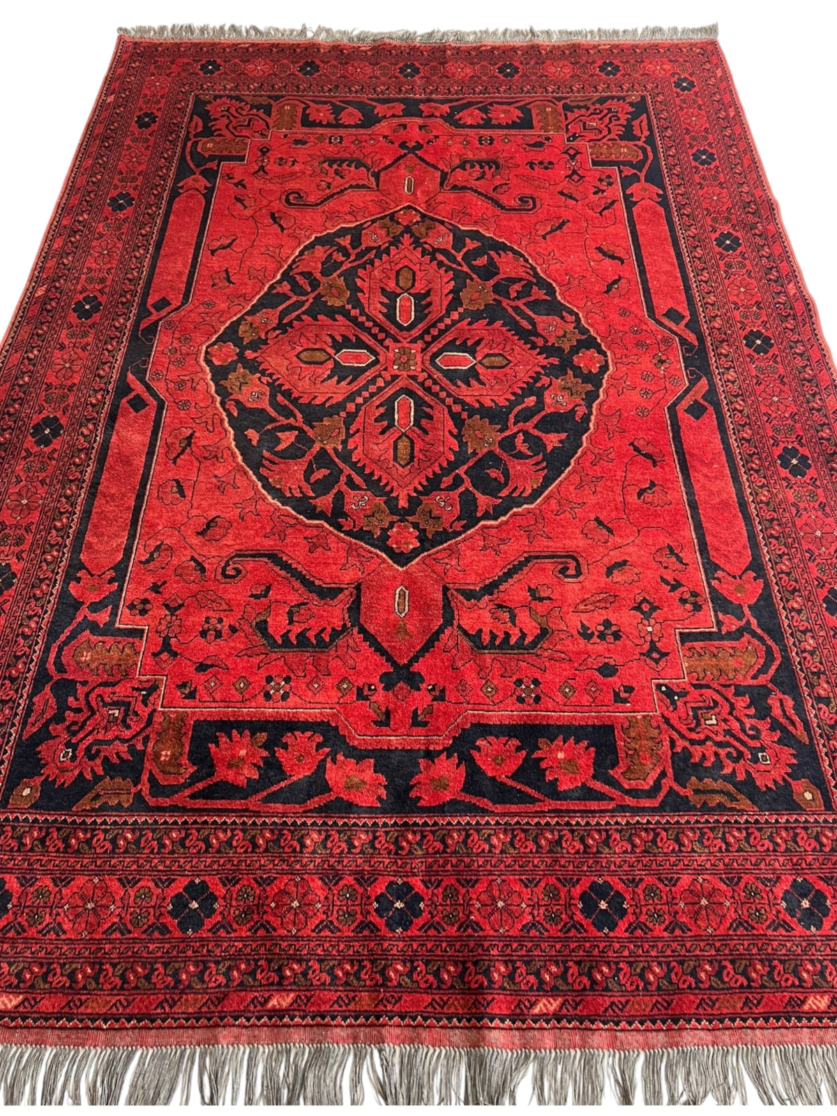 Afghani Rug 7x10 size range naqsha Red laid flat