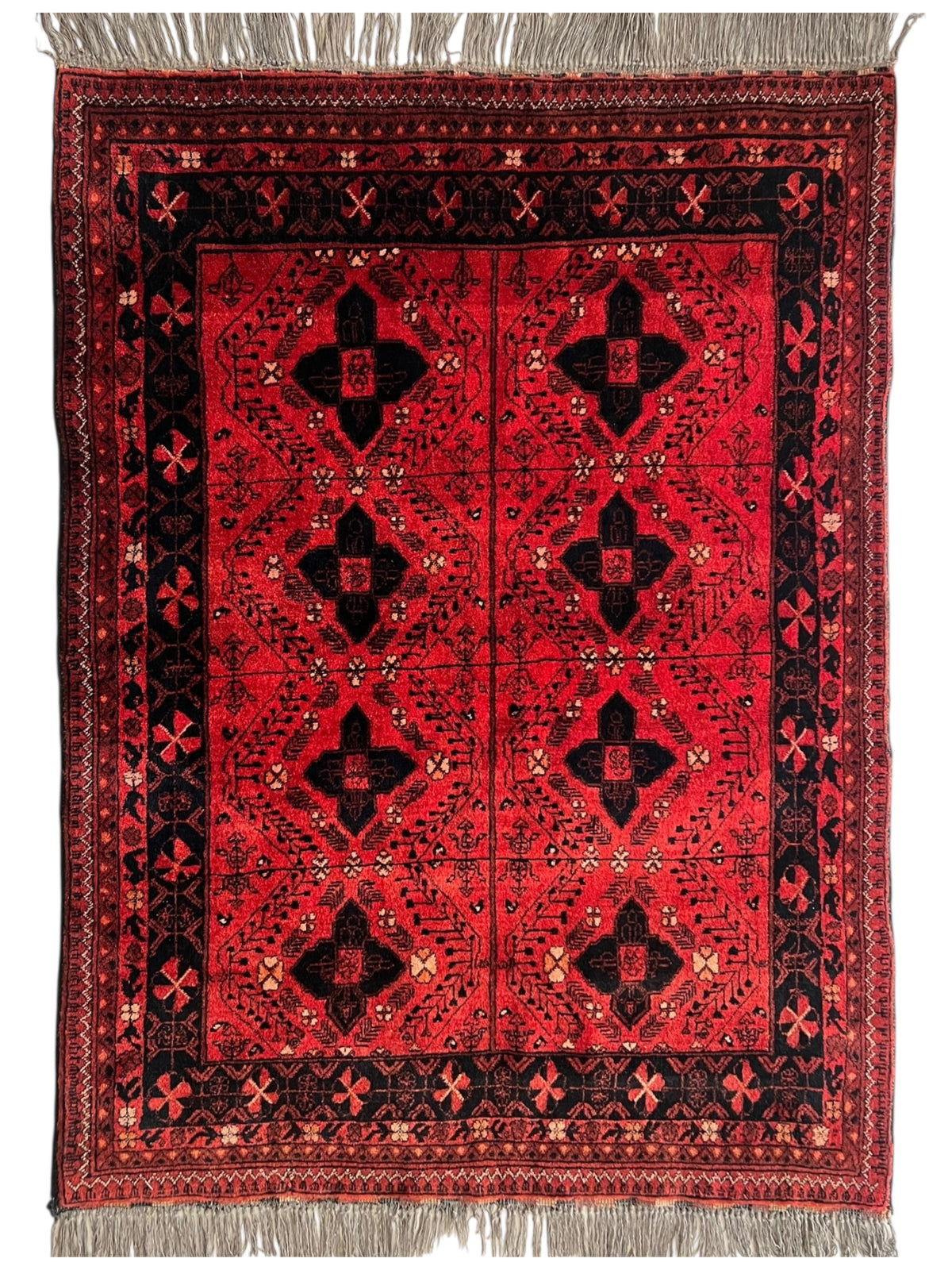 Afghani Rug 4x6 size range tribal Red laid flat