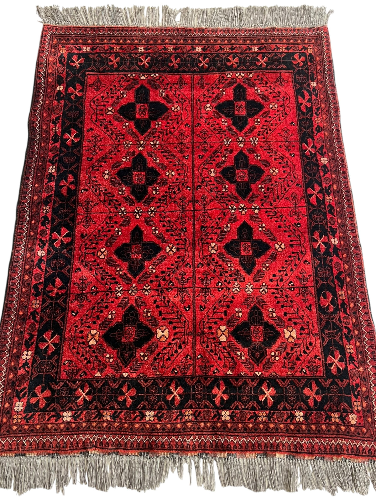 Afghani Rug 4x6 size range tribal Red laid flat