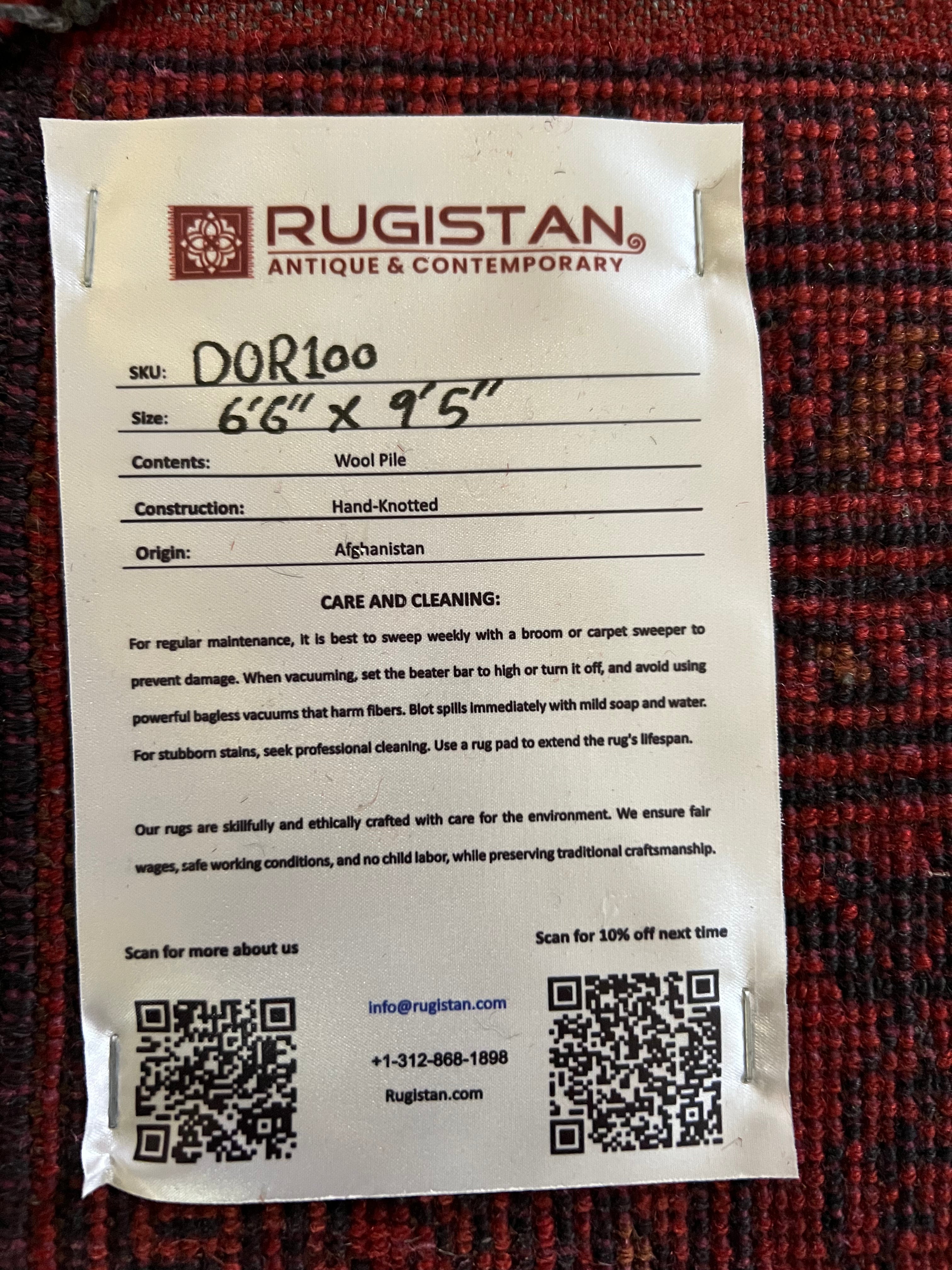Afghani Rug 7x10 size range darwaza naqsha Red laid flat