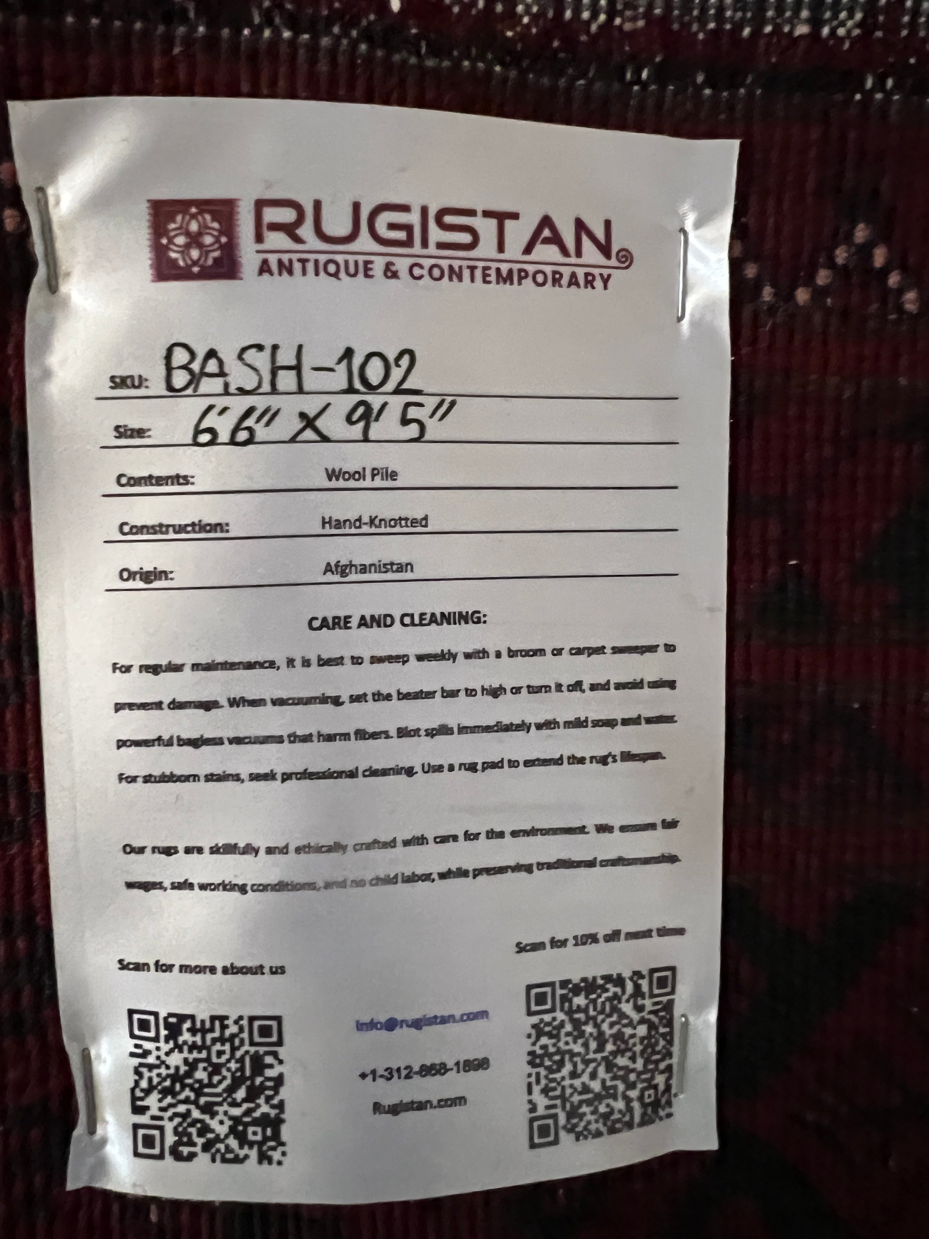 Afghani Rug 7x10 size range tribal Red Blue laid flat