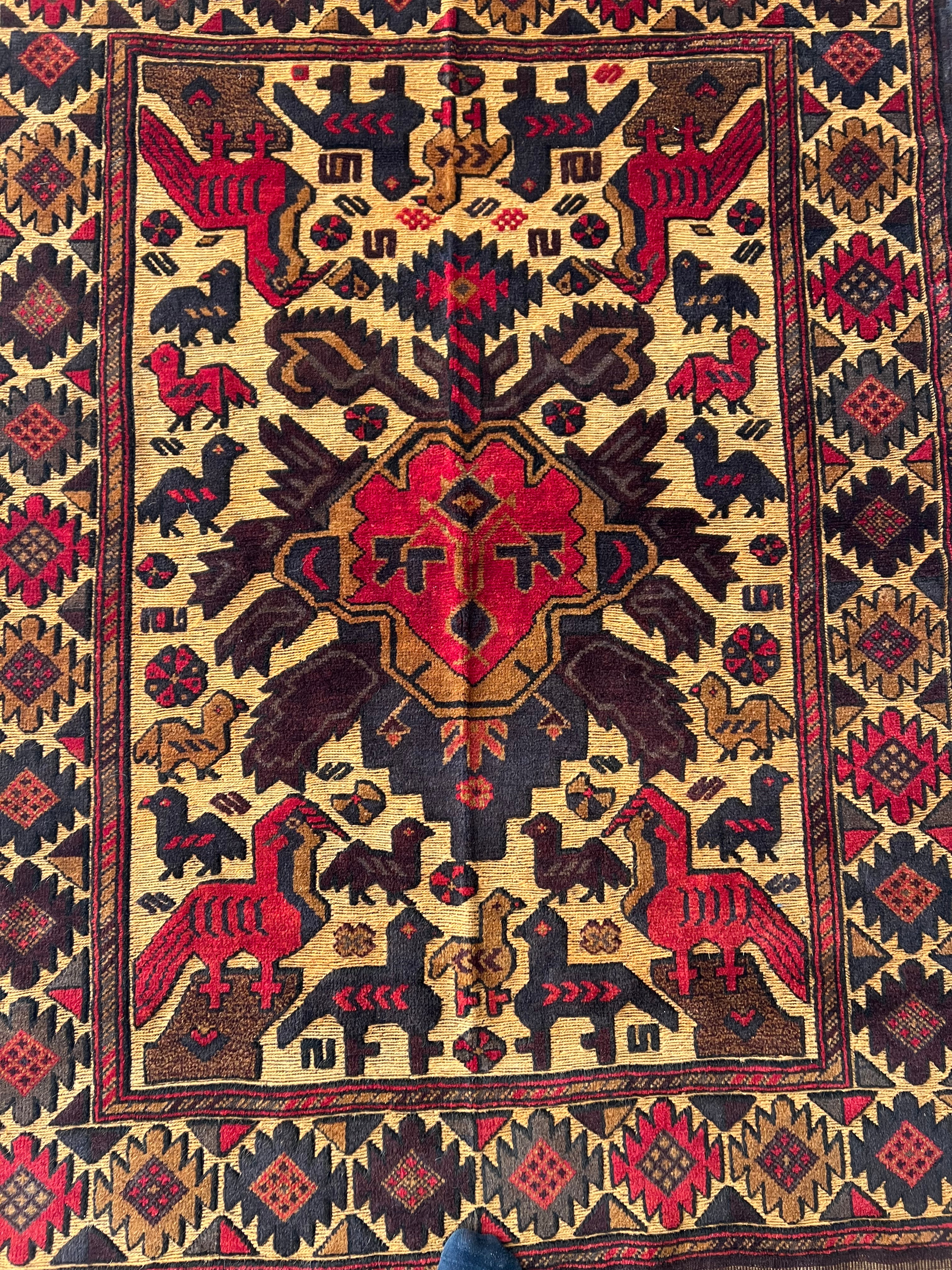 Oriental Rug 4x6 | Gold, Red & Brown | Hand-Knotted Wool