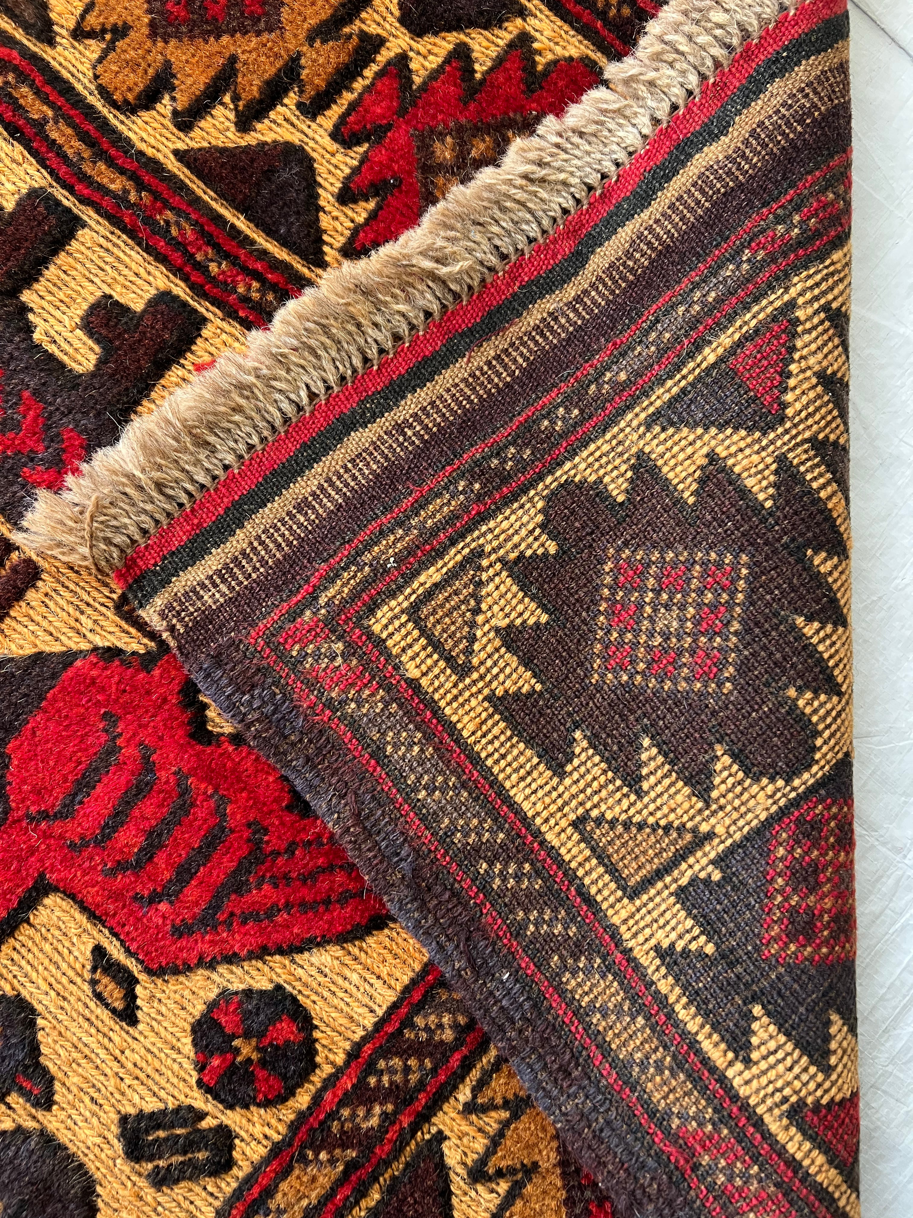 Oriental Rug 4x6 | Gold, Red & Brown | Hand-Knotted Wool