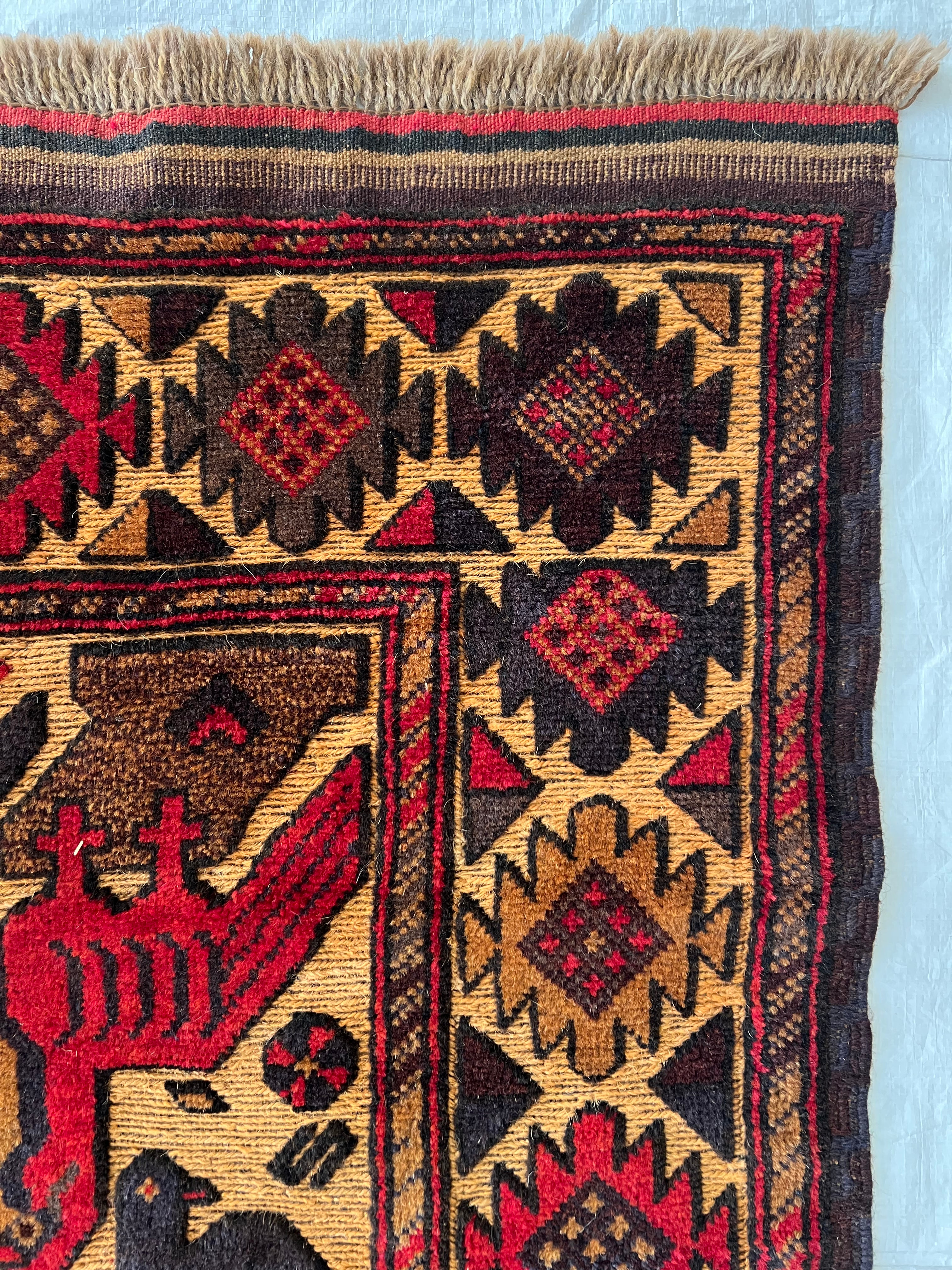 Oriental Rug 4x6 | Gold, Red & Brown | Hand-Knotted Wool