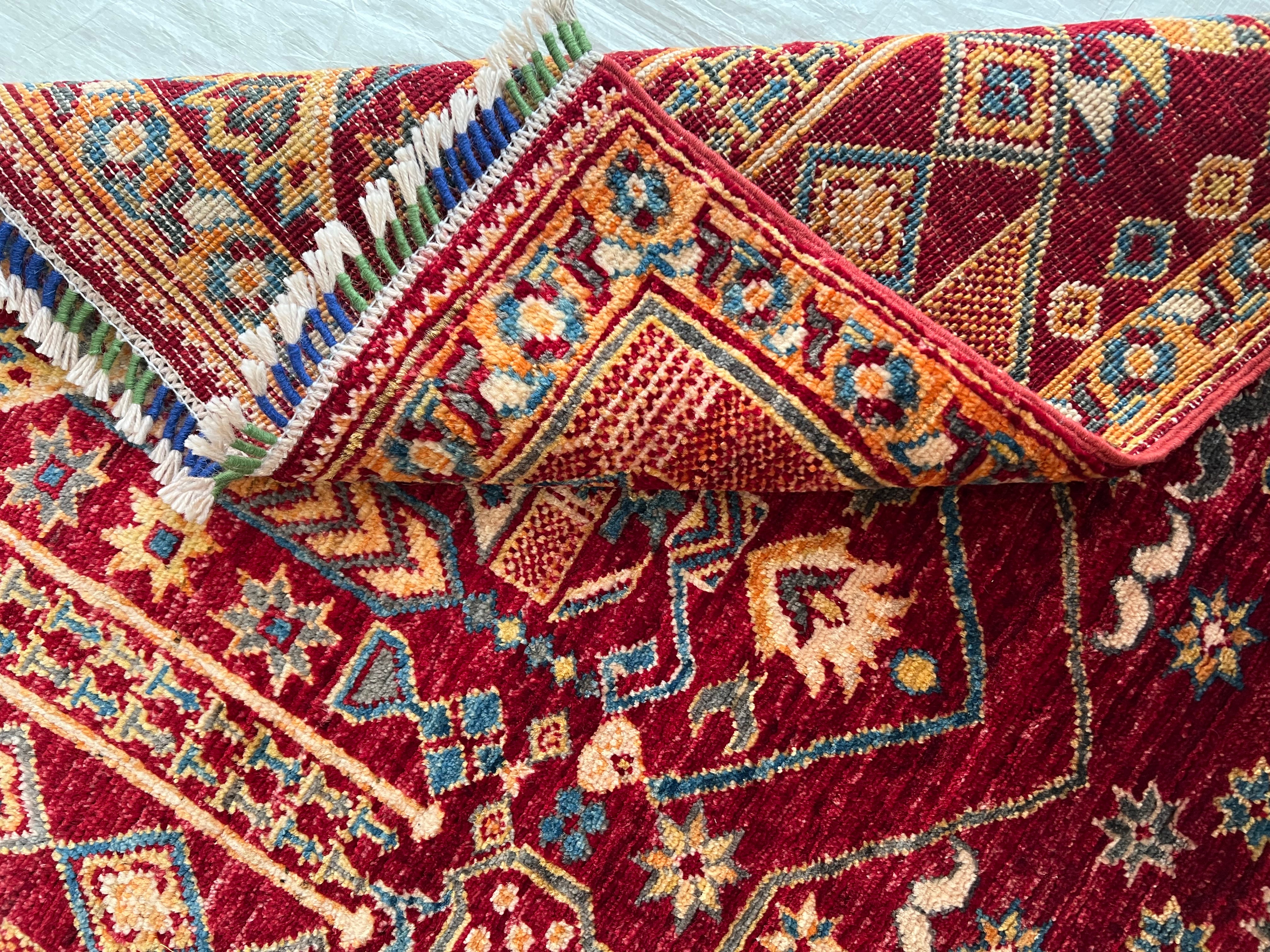 Prayer Rug 3x4 | Red, Gold & Blue | Hand-Knotted Wool