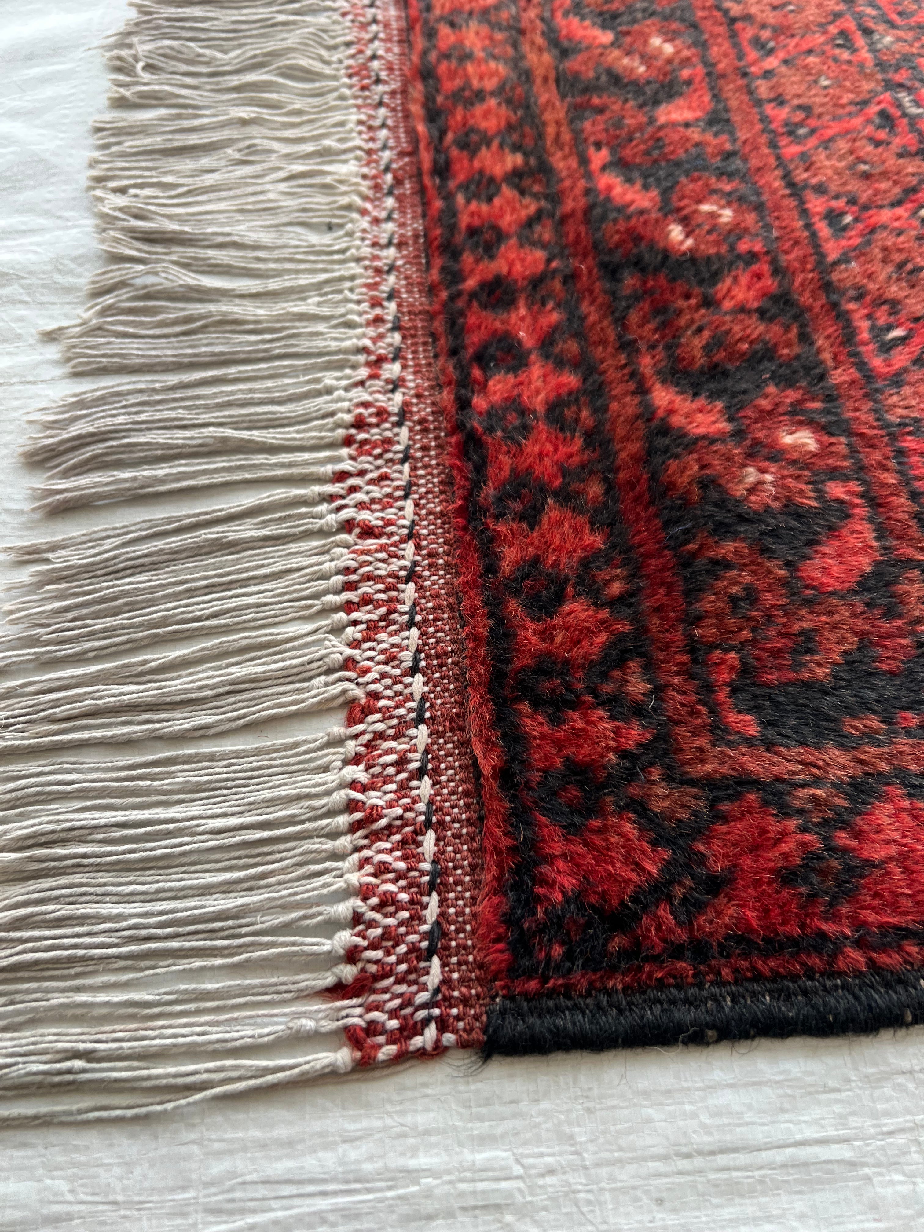 Oriental Runner 3x6 | Red, Burgundy & Black | Hand-Knotted Wool