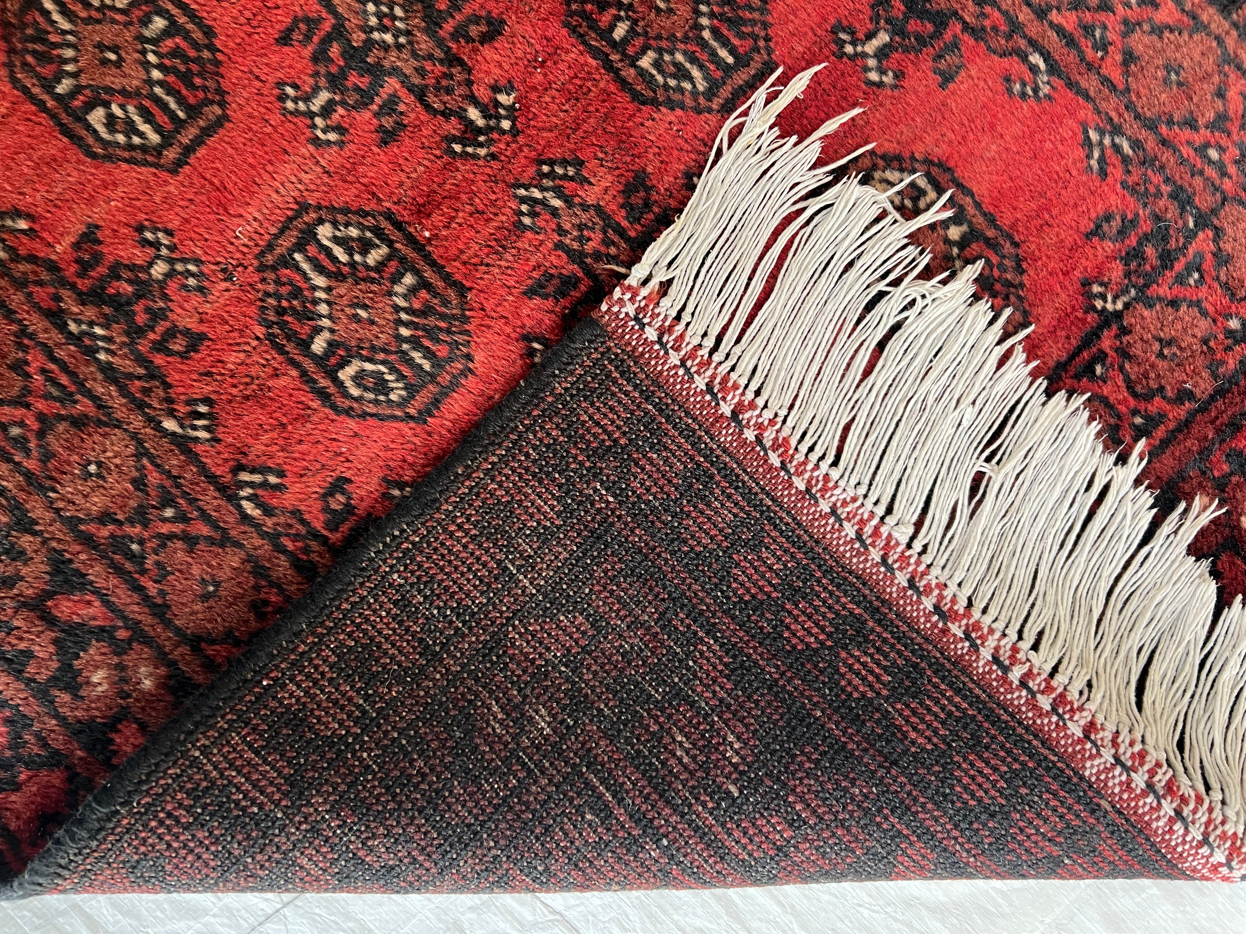 Oriental Runner 3x6 | Red, Burgundy & Black | Hand-Knotted Wool