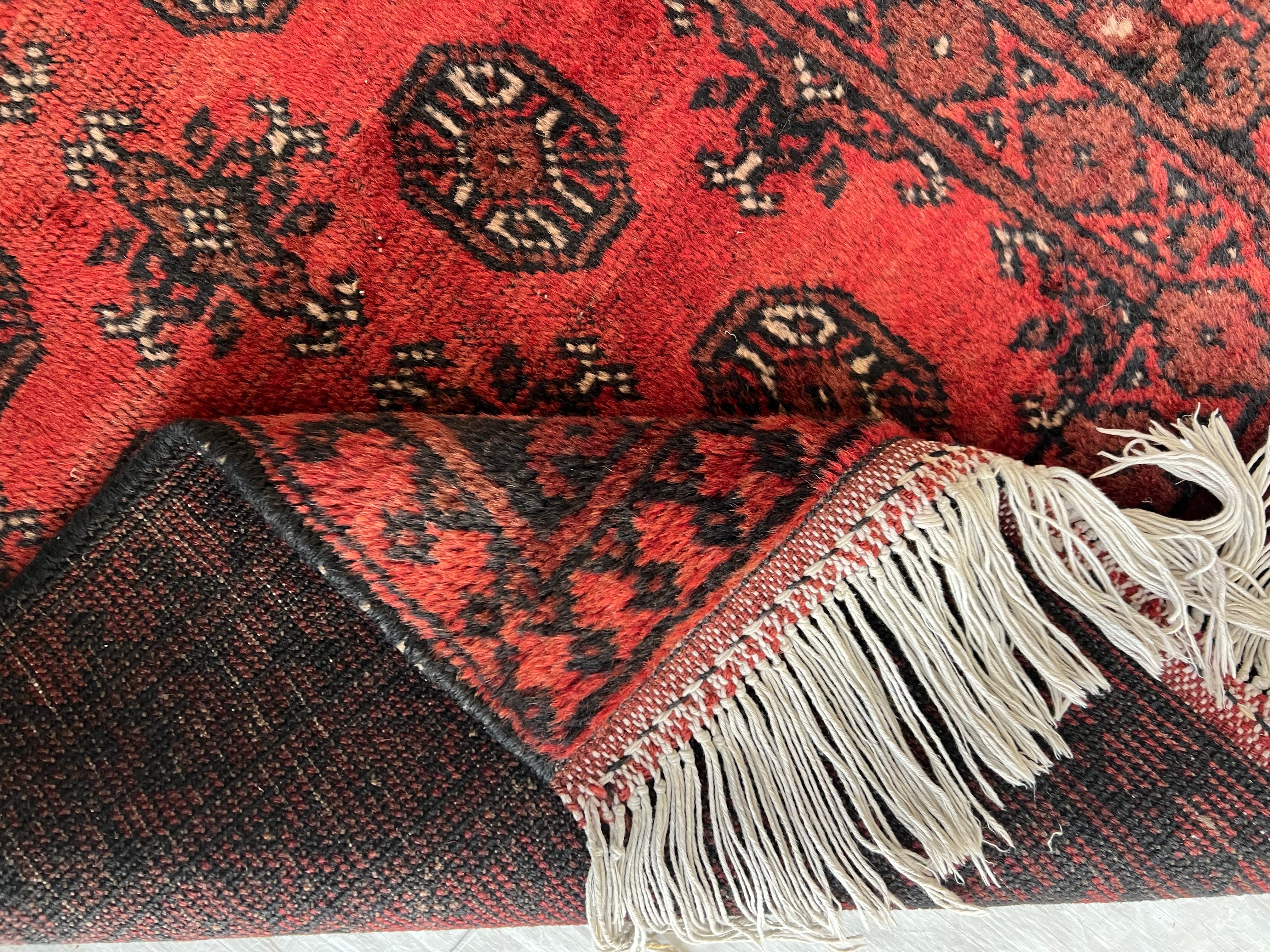 Oriental Runner 3x6 | Red, Burgundy & Black | Hand-Knotted Wool