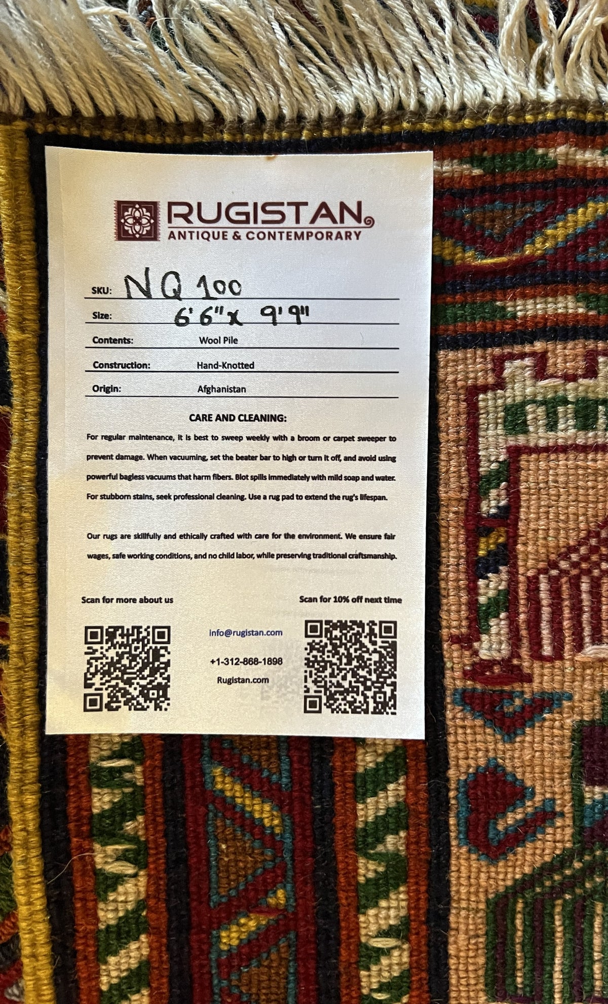 Oriental Rug 7x10 | Red, Navy & Brown | Flatweave Wool