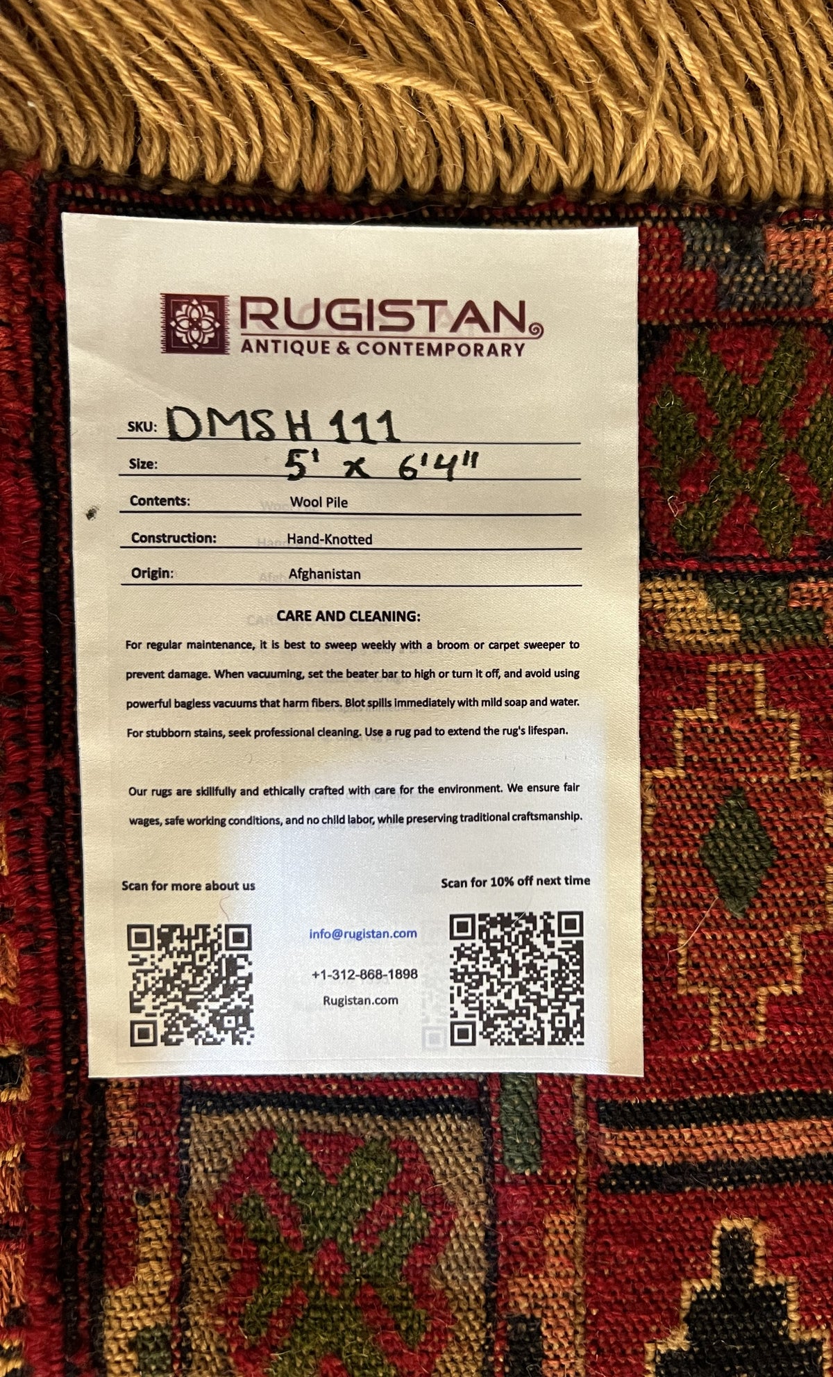 Kilim Rug 5x6 | Red, Burgundy & Orange | Hand-Woven Wool Flatweave