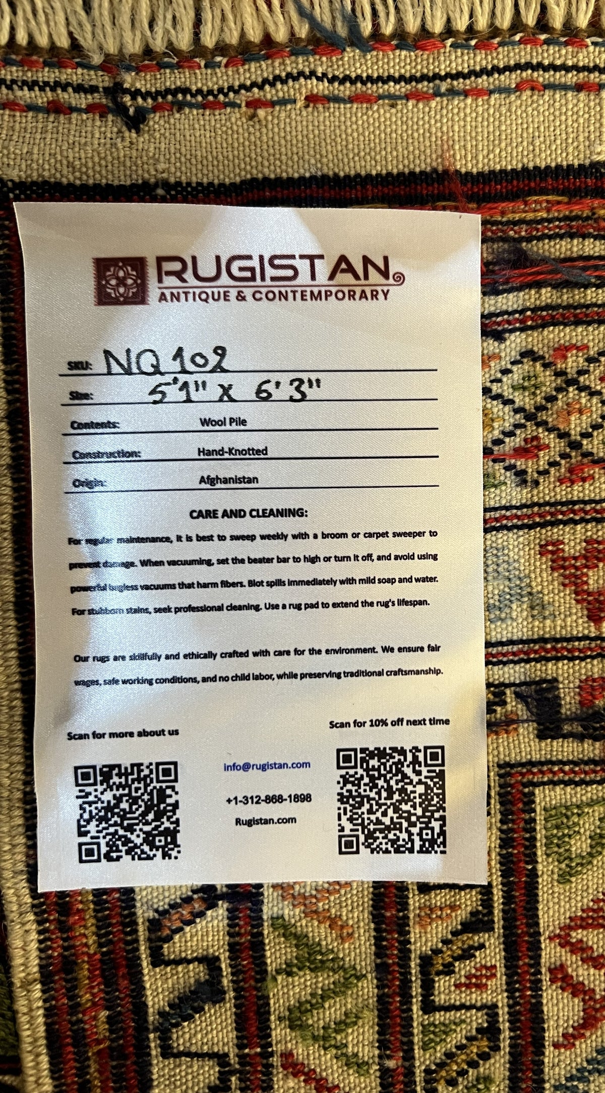 Oriental Rug 5x6 | Ivory, Brown & Red | Flatweave Wool