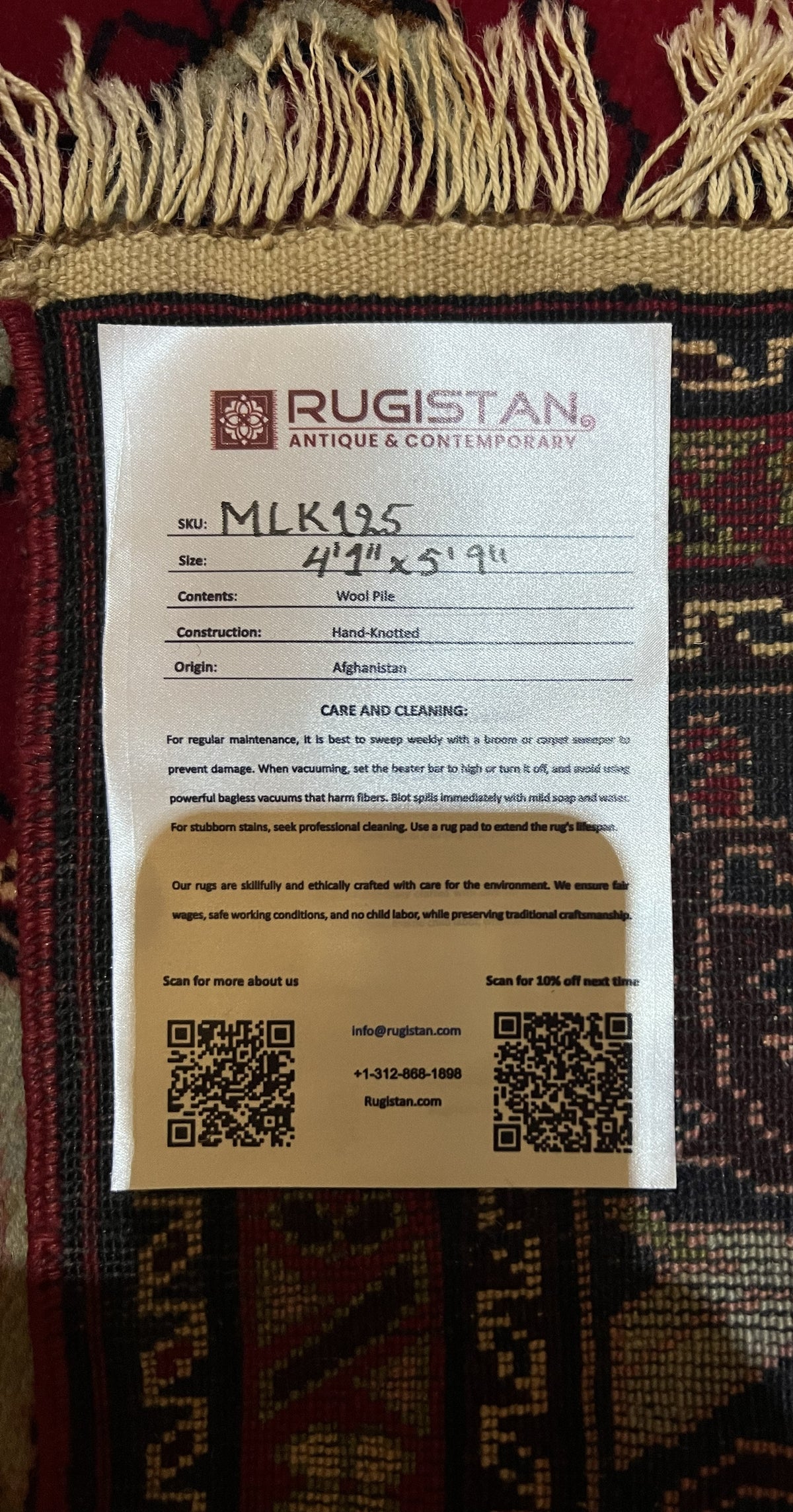 Oriental Rug 4x6 | Red, Navy & Ivory | Hand-Knotted Wool