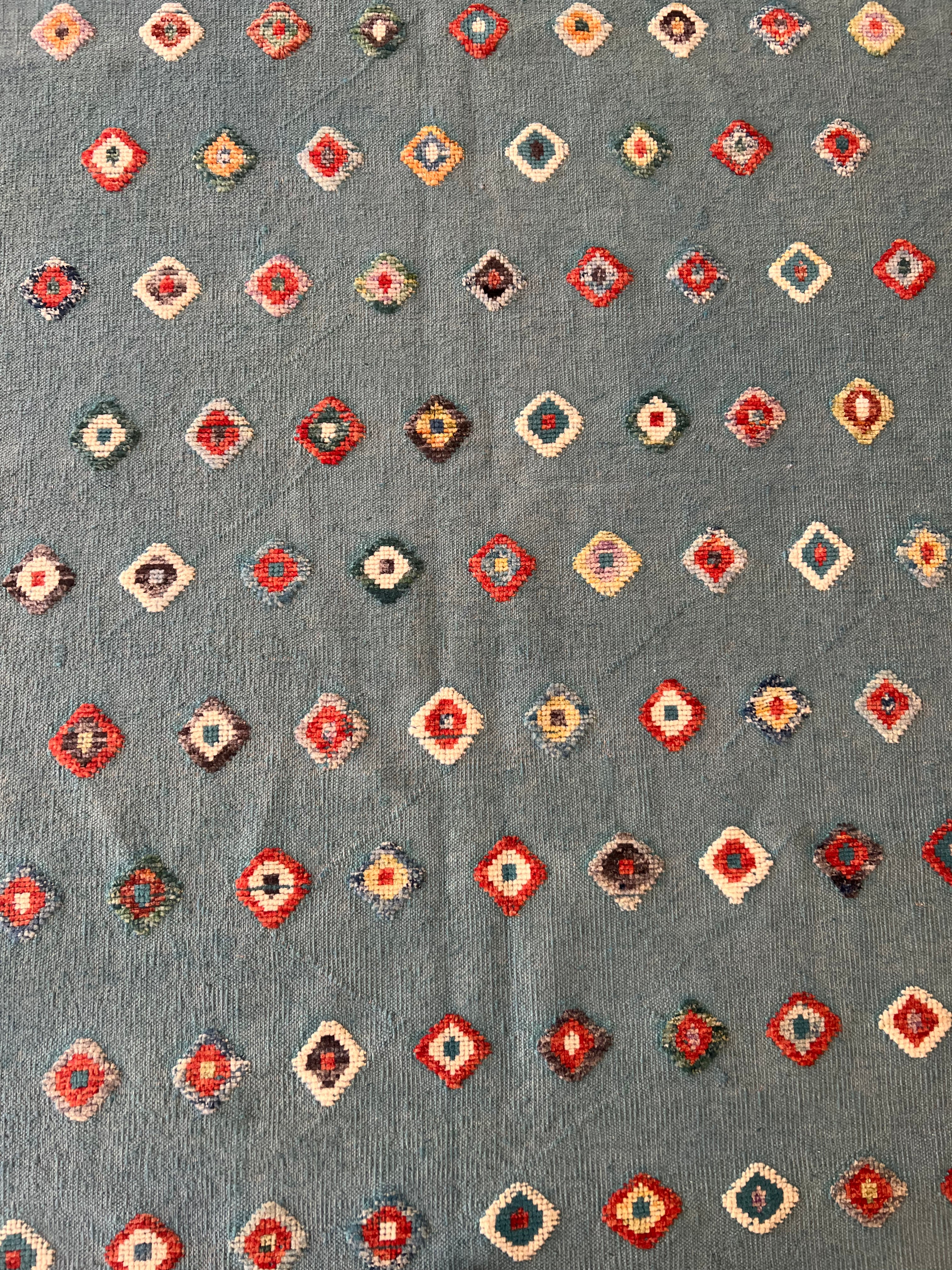 Gabbeh Kilim Rug 5x7 | Teal, Red & Orange | Hand-Woven Wool Flatweave
