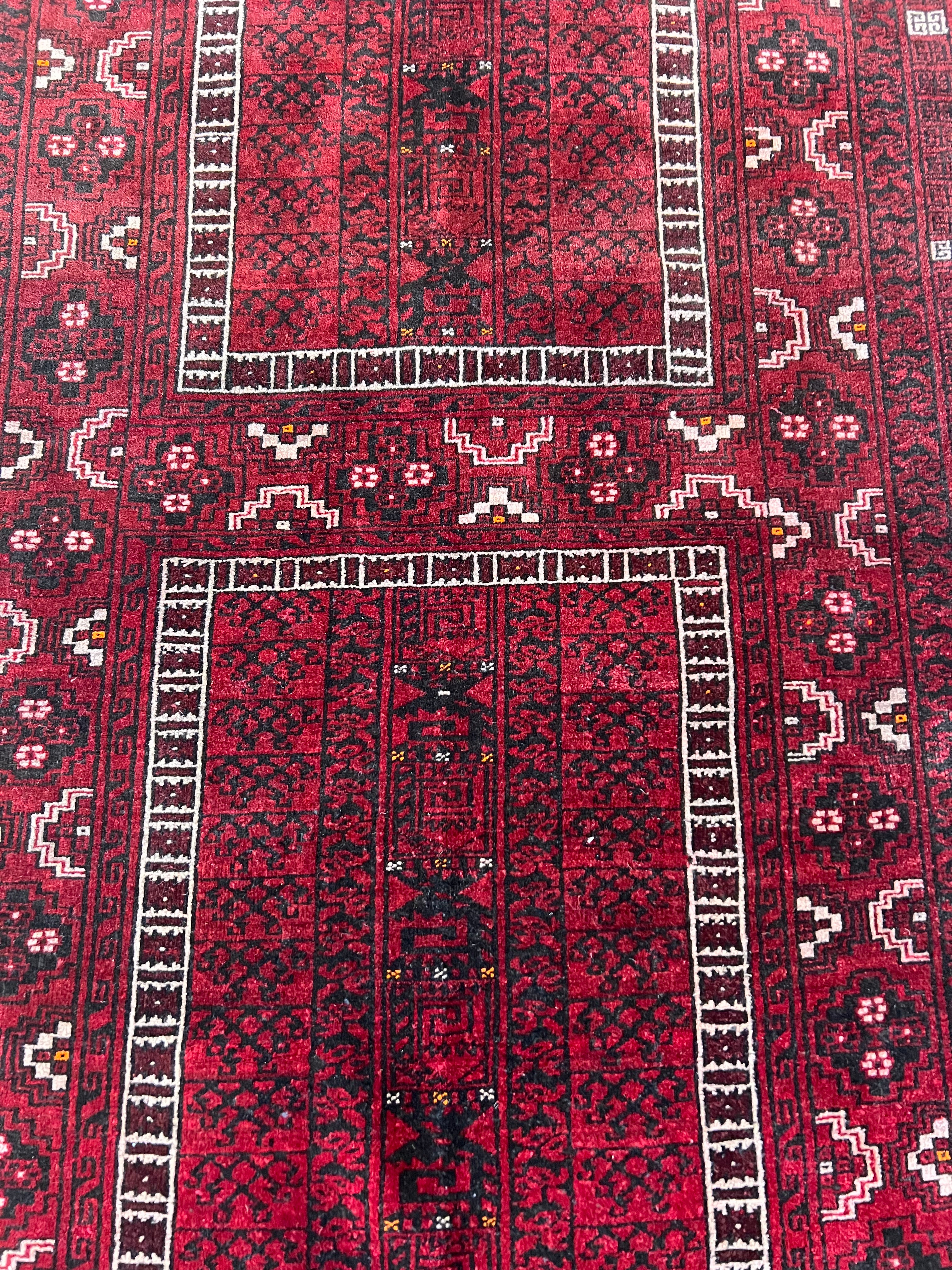 Oriental Rug 4x6 | Burgundy, Red & Black | Hand-Knotted Wool