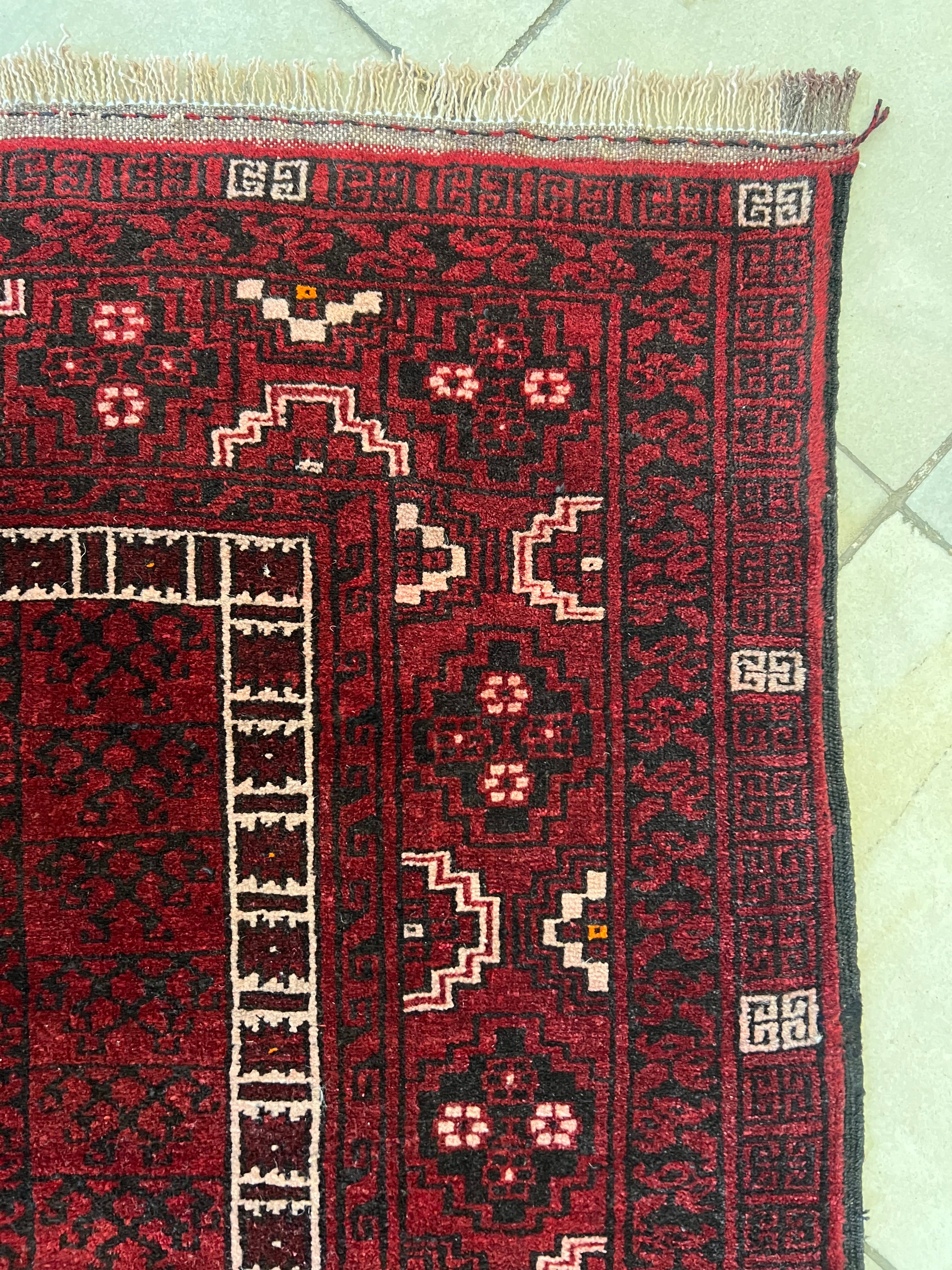 Oriental Rug 4x6 | Burgundy, Red & Black | Hand-Knotted Wool