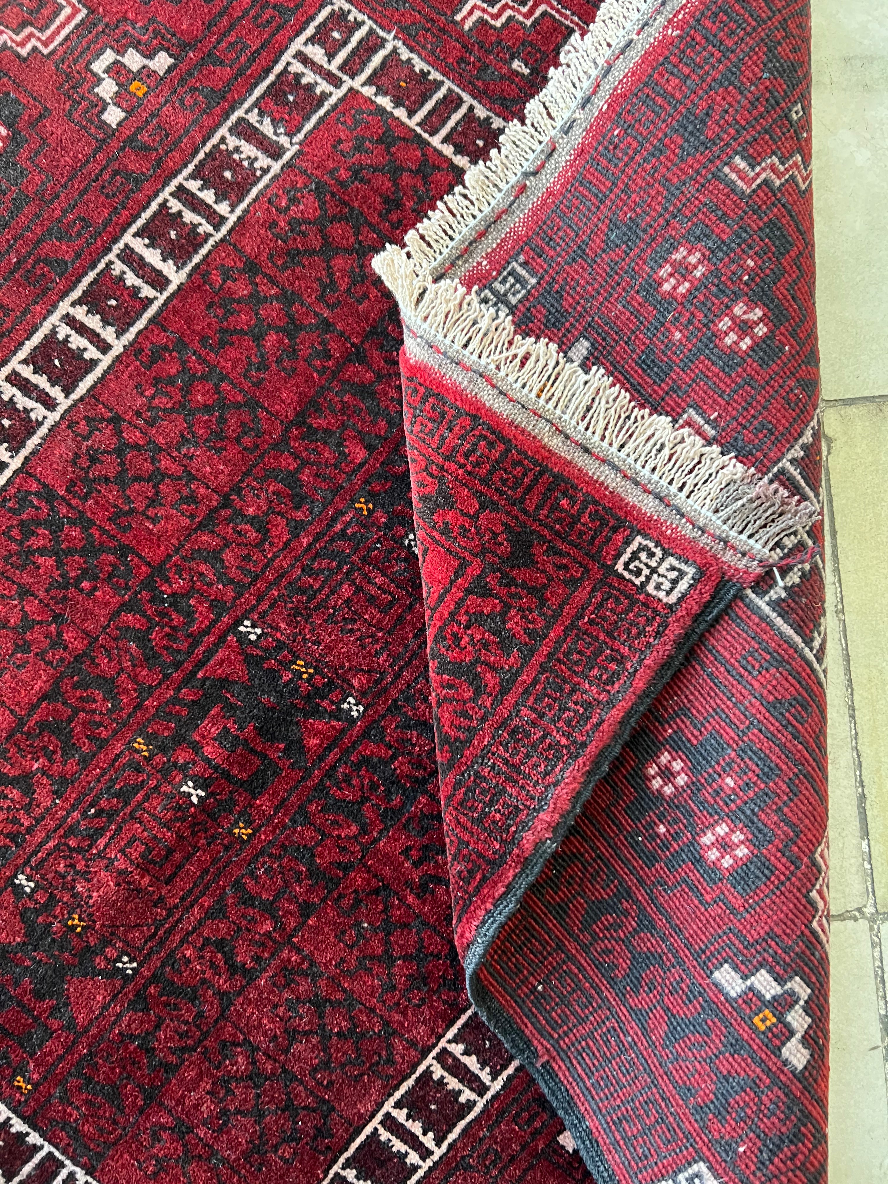Oriental Rug 4x6 | Burgundy, Red & Black | Hand-Knotted Wool
