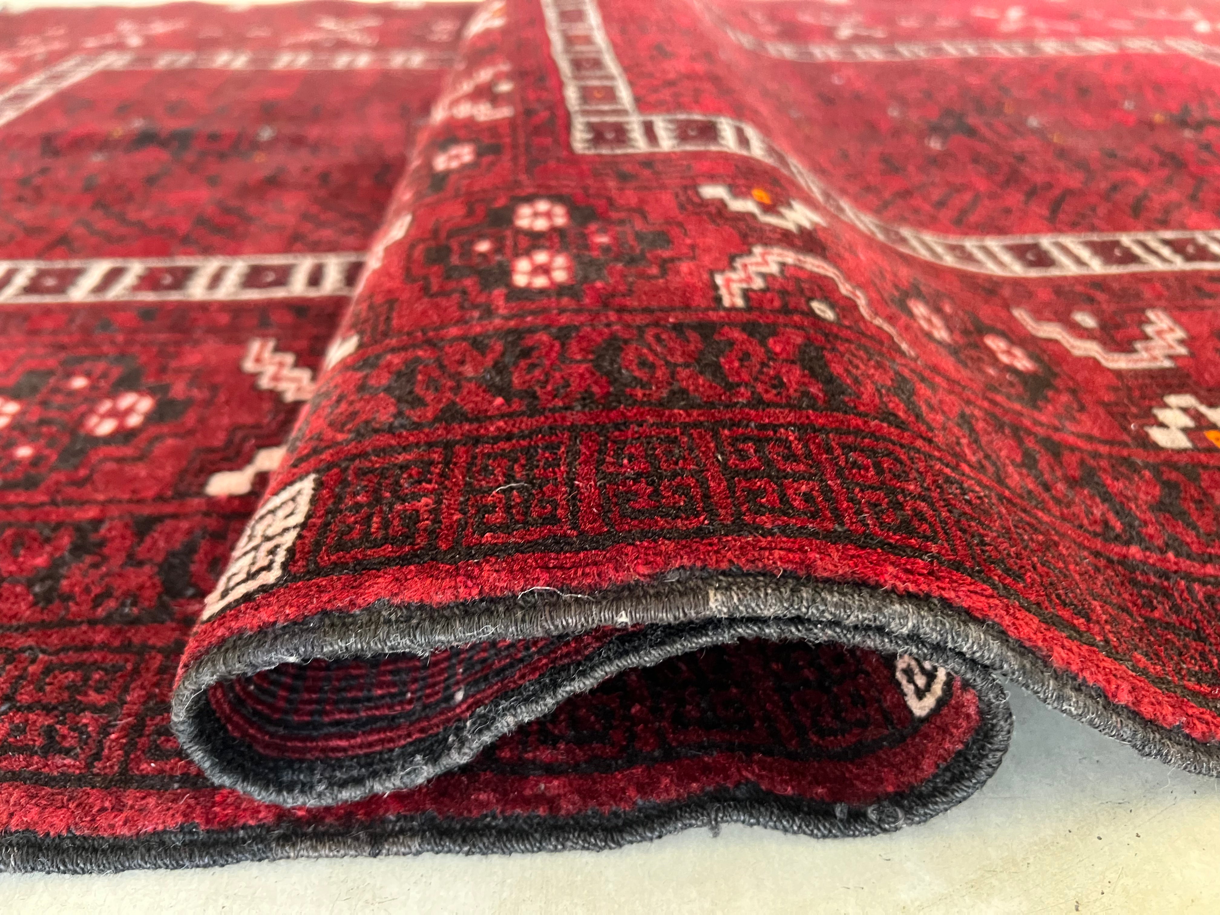 Oriental Rug 4x6 | Burgundy, Red & Black | Hand-Knotted Wool