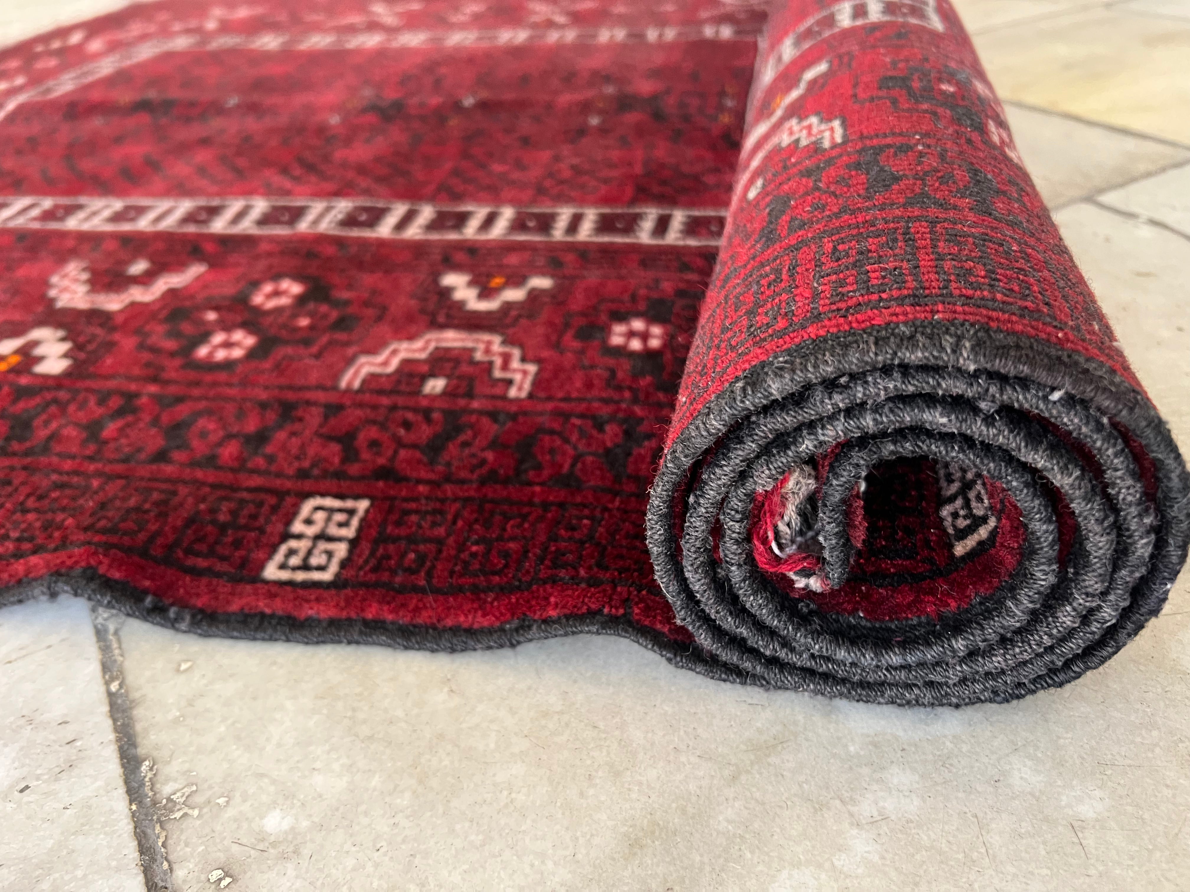 Oriental Rug 4x6 | Burgundy, Red & Black | Hand-Knotted Wool