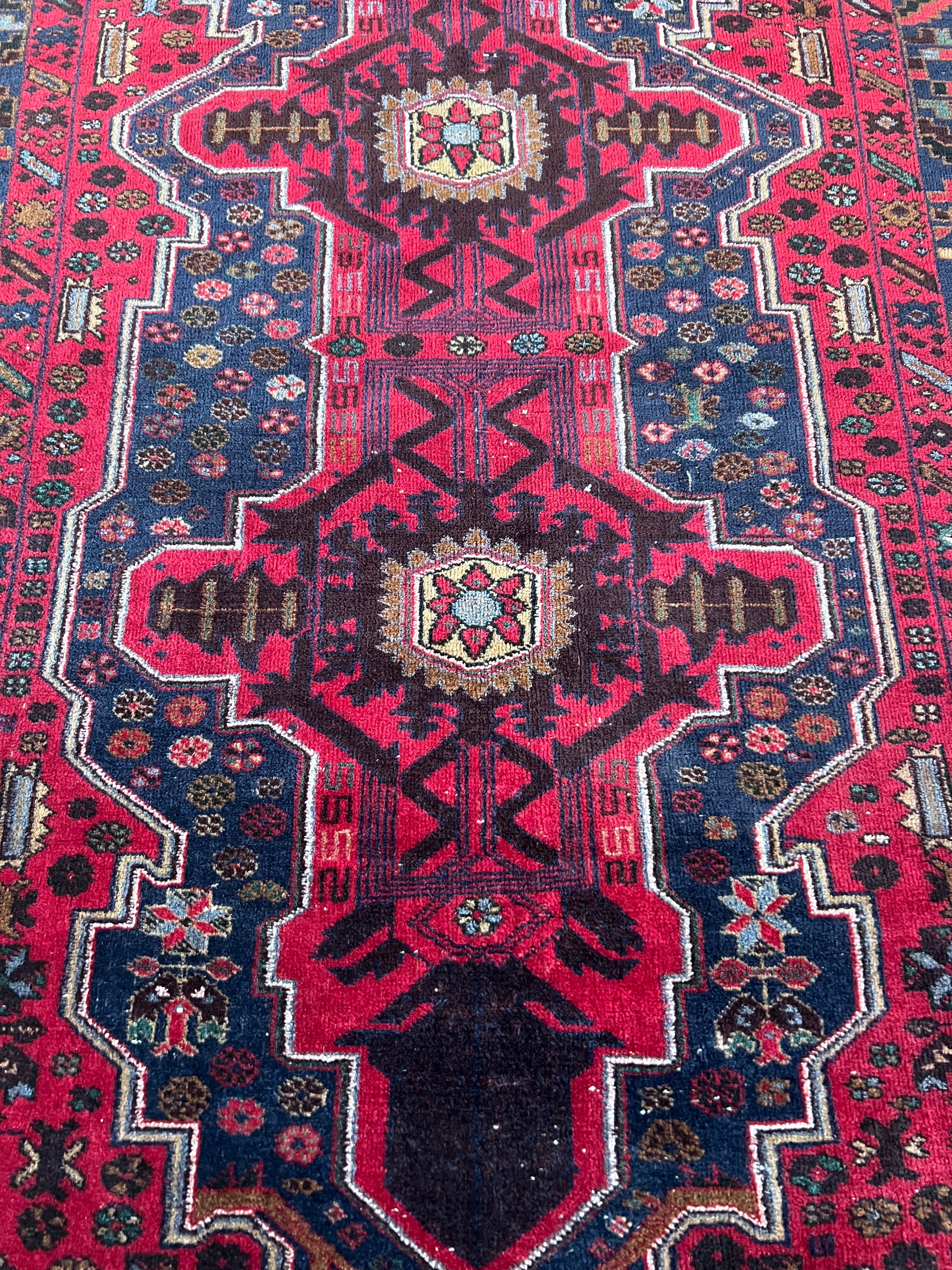 Herati Rug 4x6 | Red, Navy & Pink | Hand-Knotted Wool