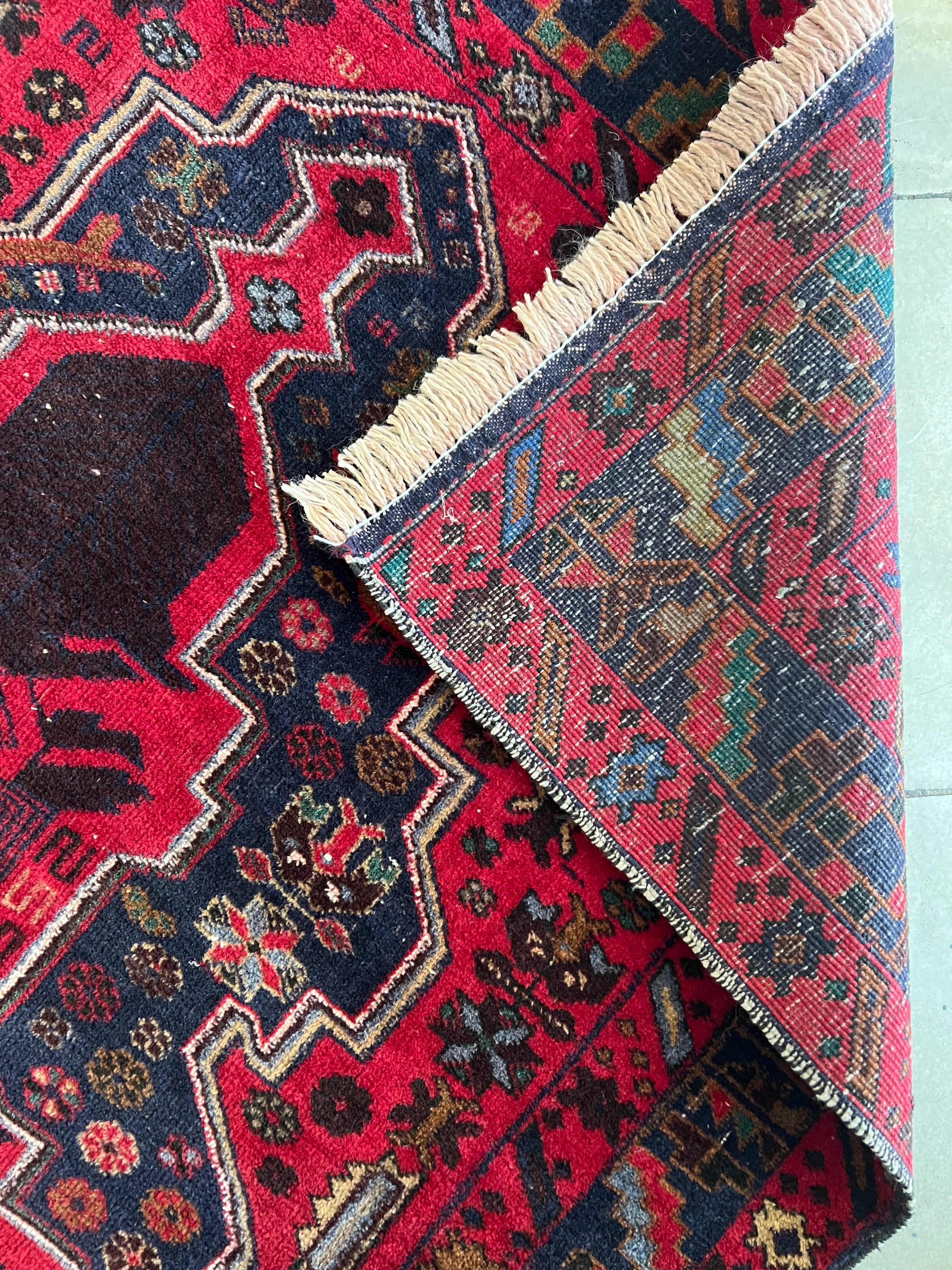 Herati Rug 4x6 | Red, Navy & Pink | Hand-Knotted Wool