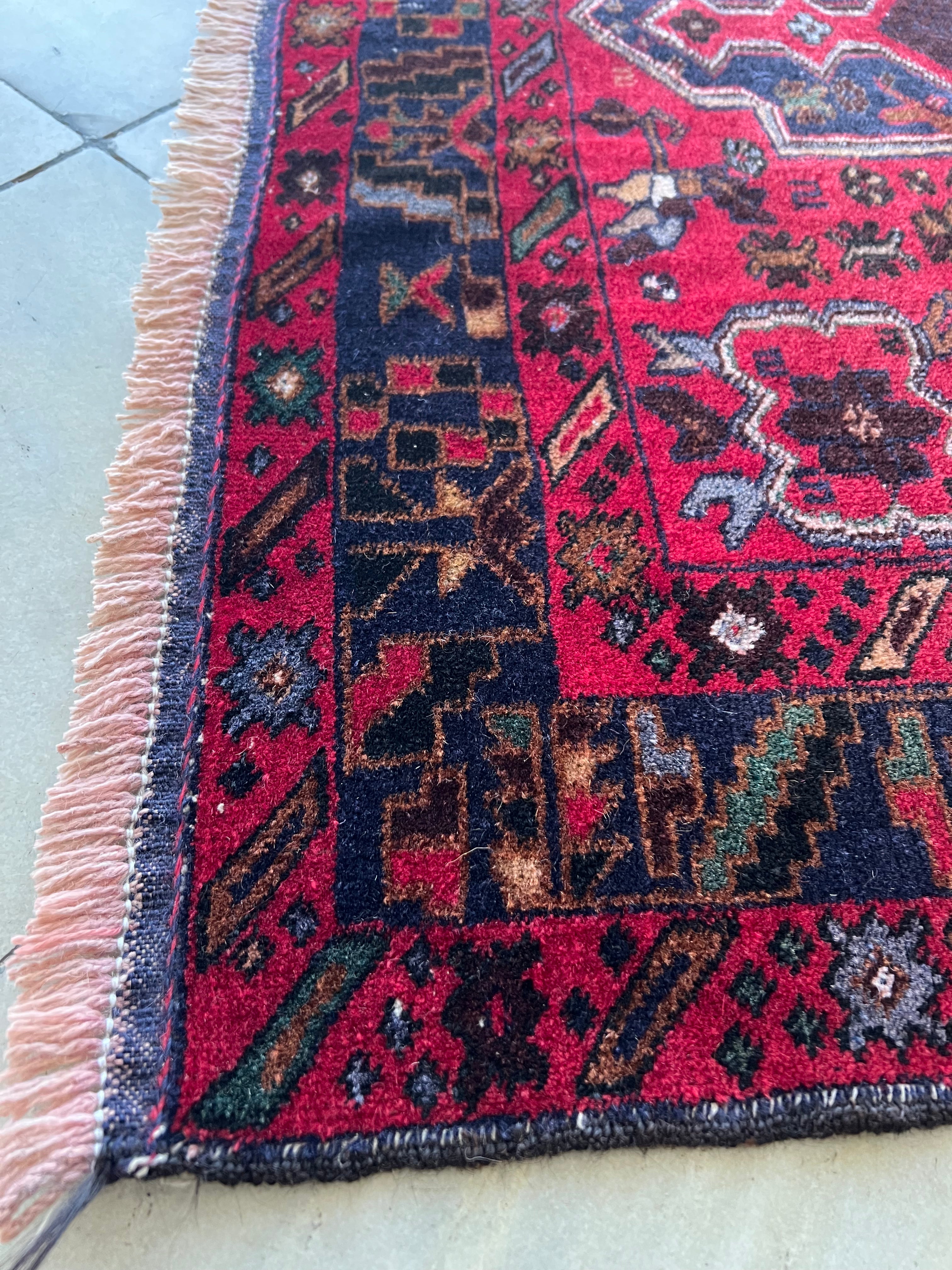 Herati Rug 4x6 | Red, Navy & Pink | Hand-Knotted Wool
