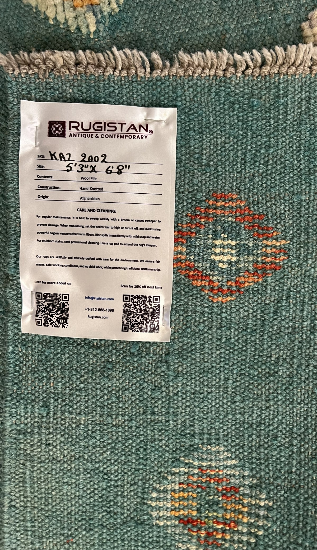 Gabbeh Kilim Rug 5x7 | Teal, Red & Orange | Hand-Woven Wool Flatweave