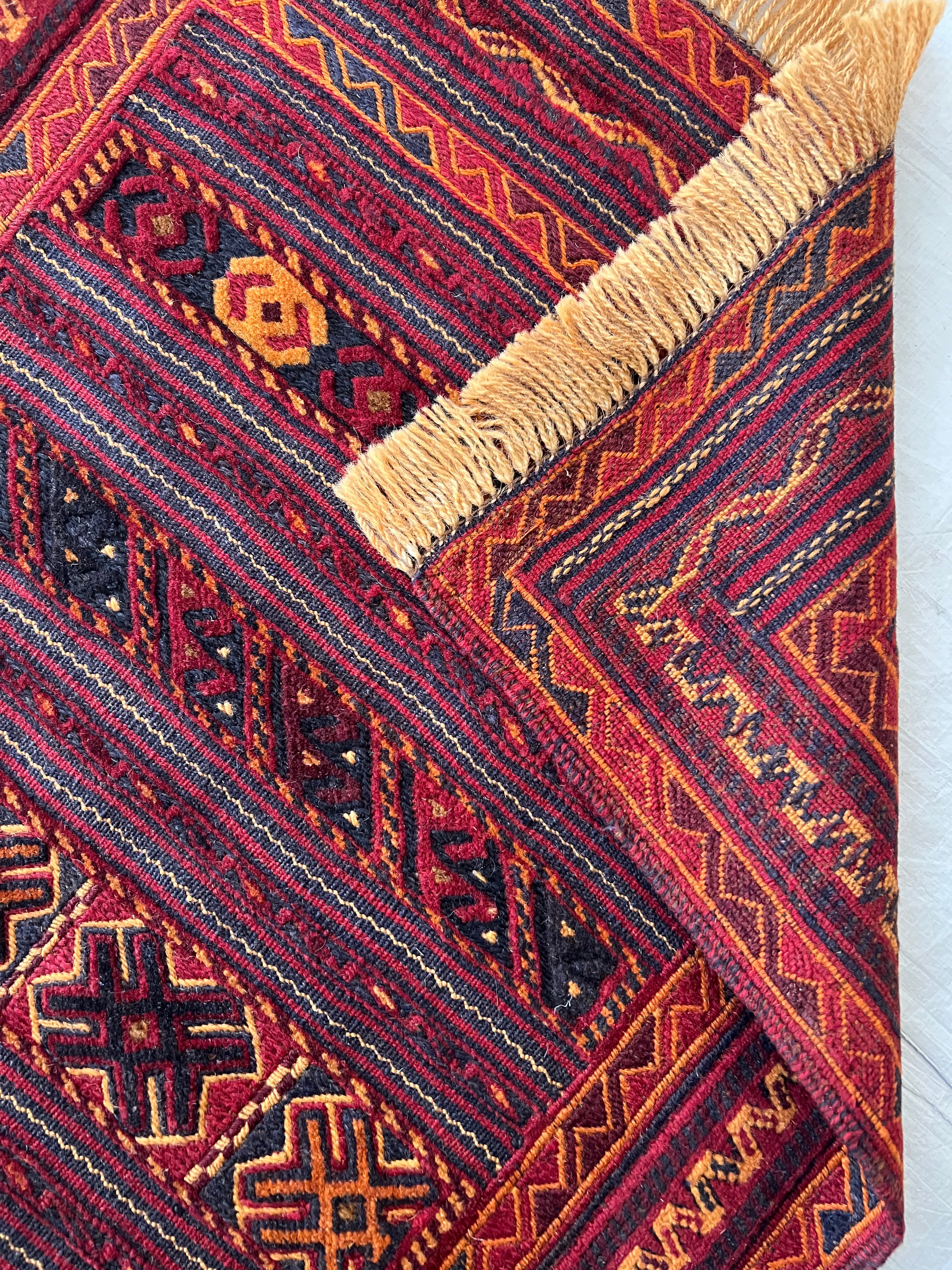 Oriental Runner 2x10 | Red, Burgundy & Orange | Flatweave Wool