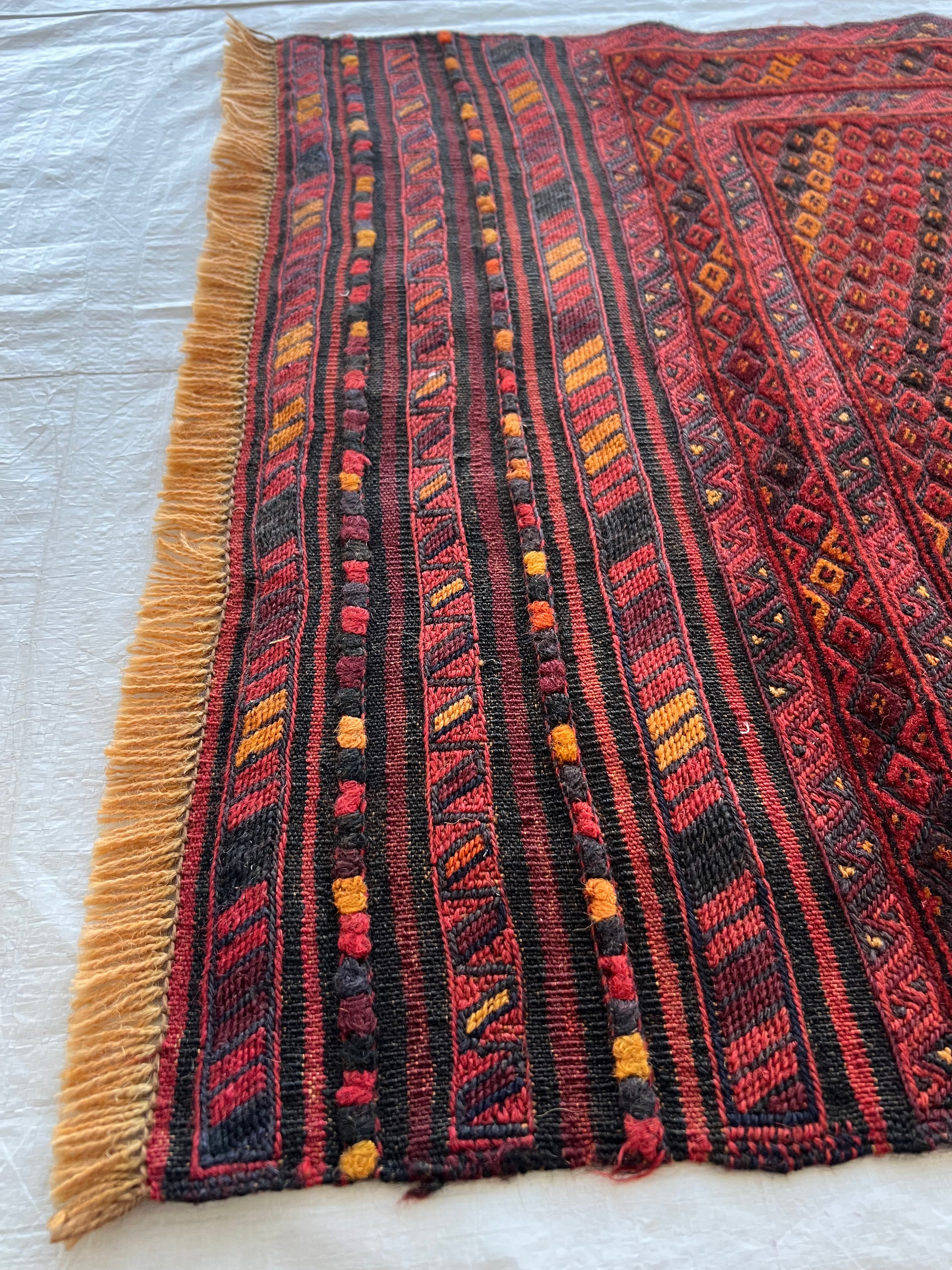 Afghan Mushwani Runner 2'4" x 9'1", Hand-Knotted Wool, Red & Burgundy, view 9
