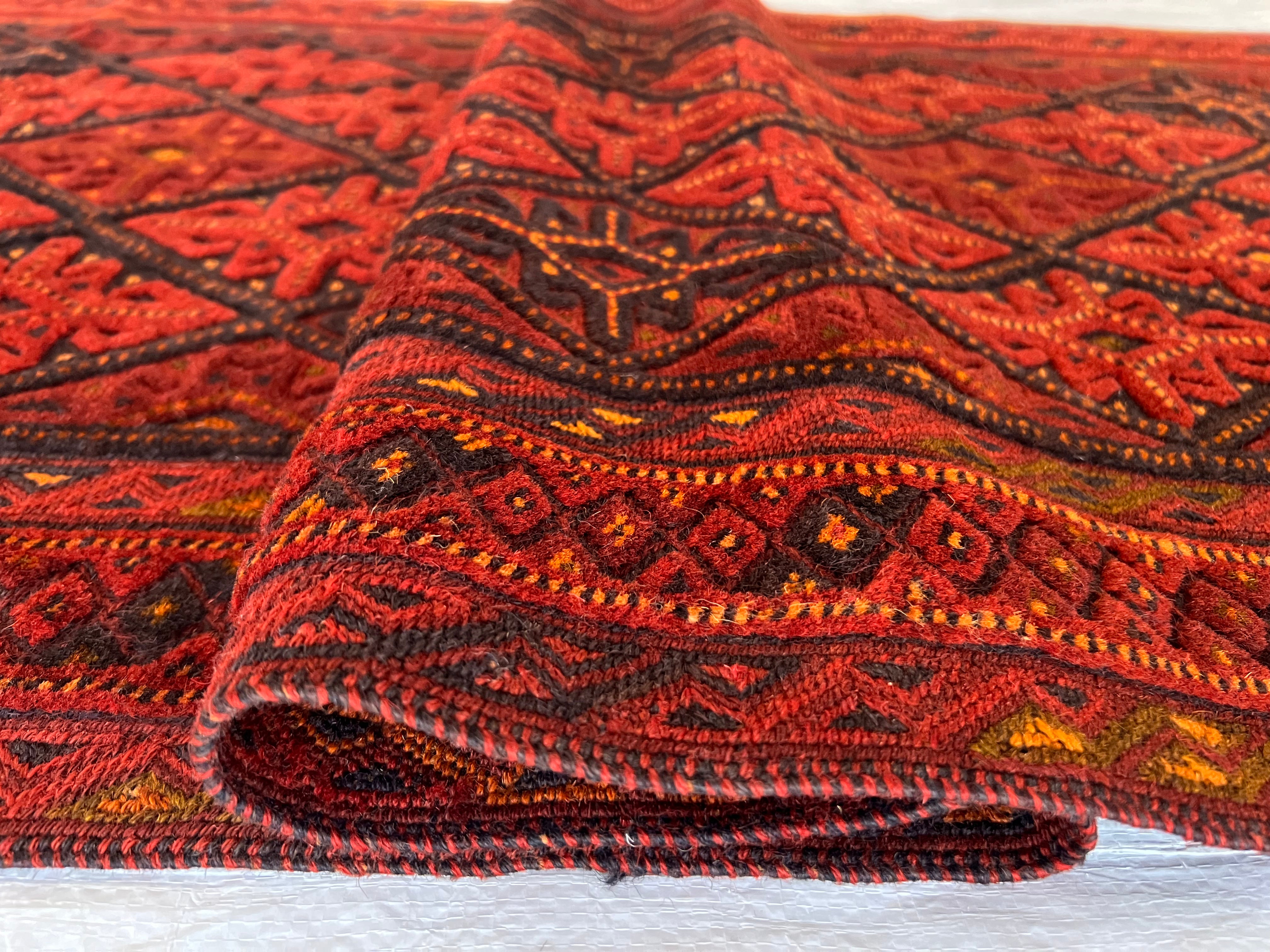 Afghan Runner 2x9 | Red, Rust & Brown | Hand-Knotted Wool