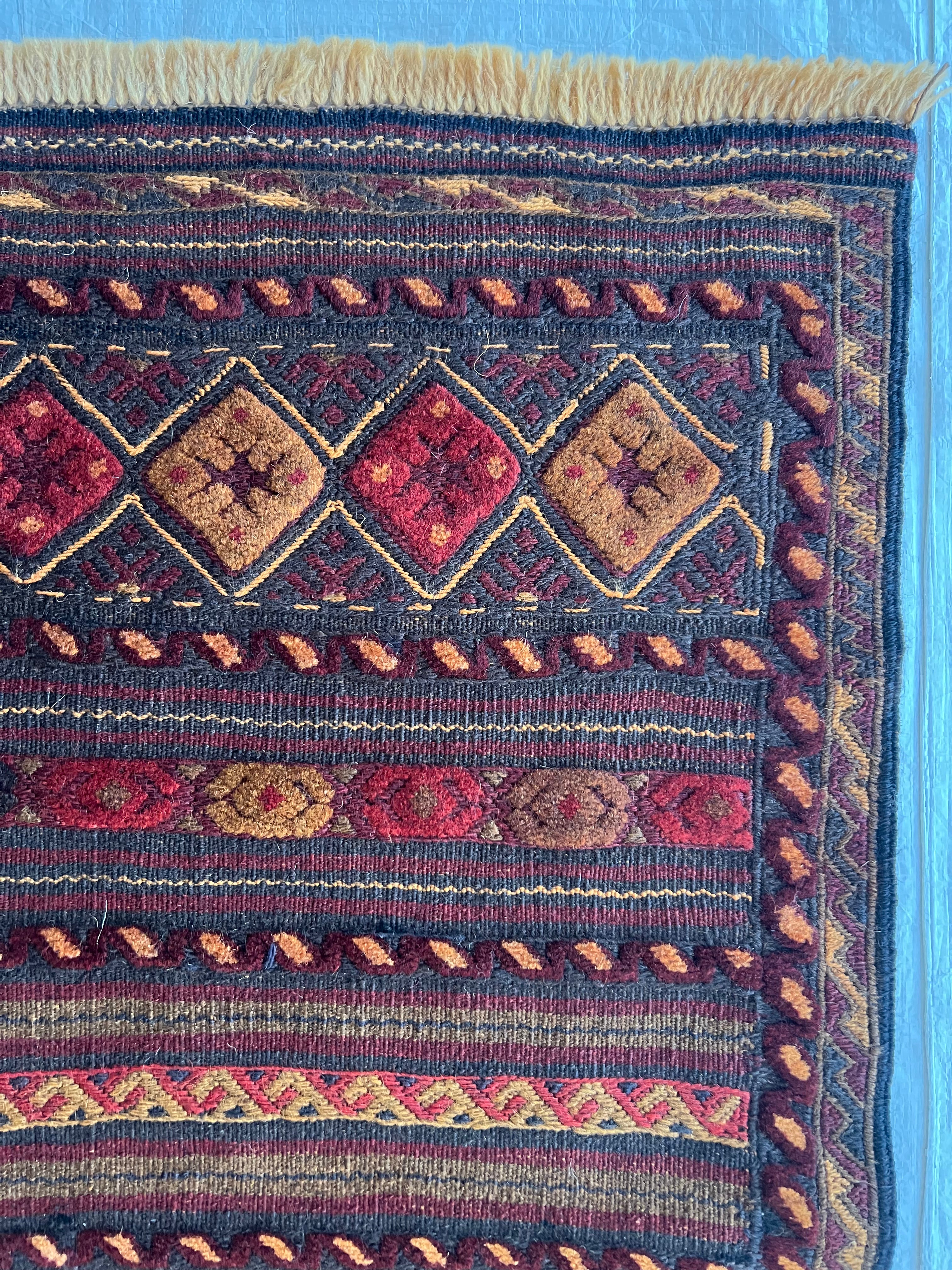 Oriental Runner 2x10 | Brown, Rust & Red | Flatweave Wool