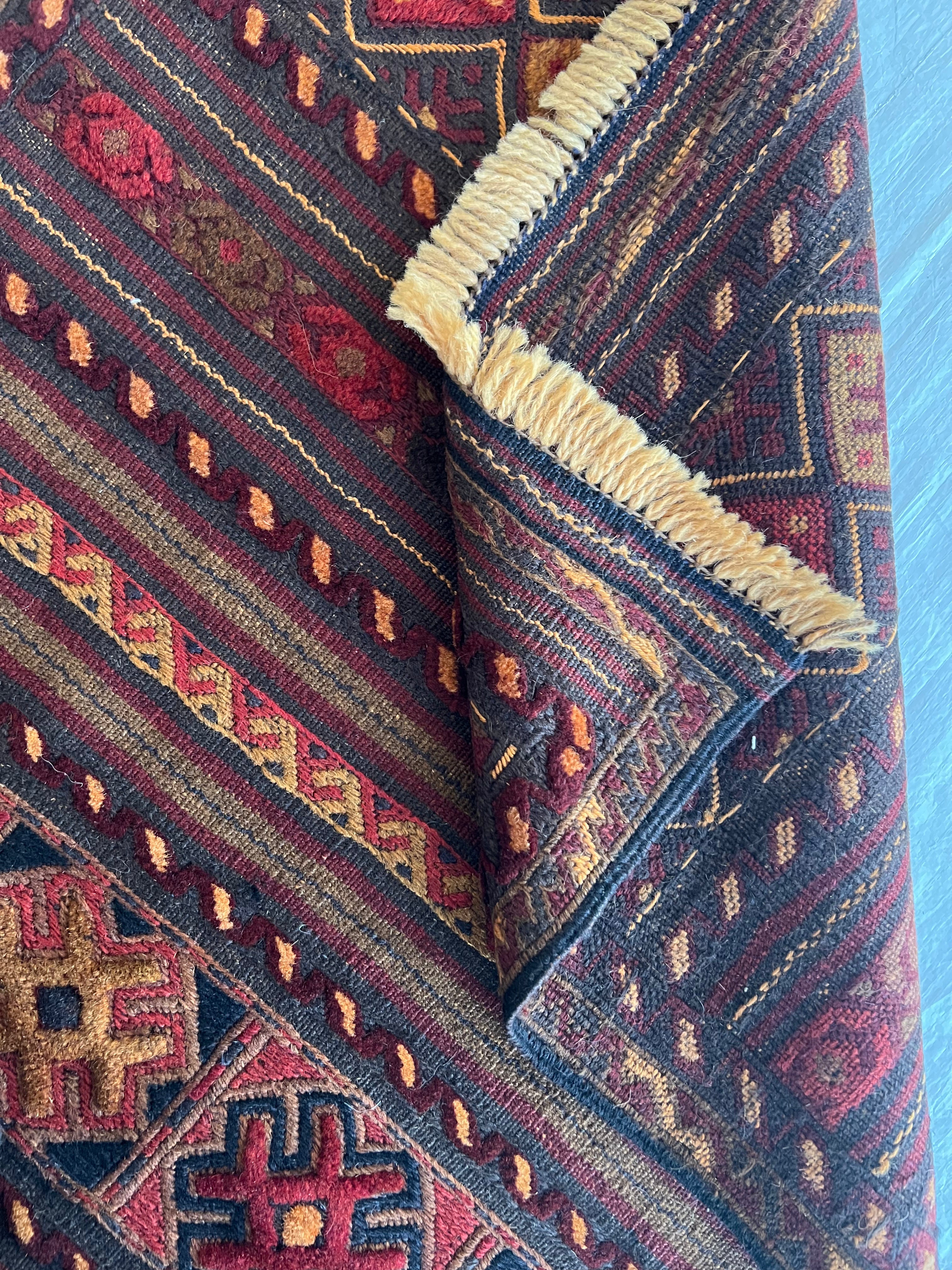 Oriental Runner 2x10 | Brown, Rust & Red | Flatweave Wool