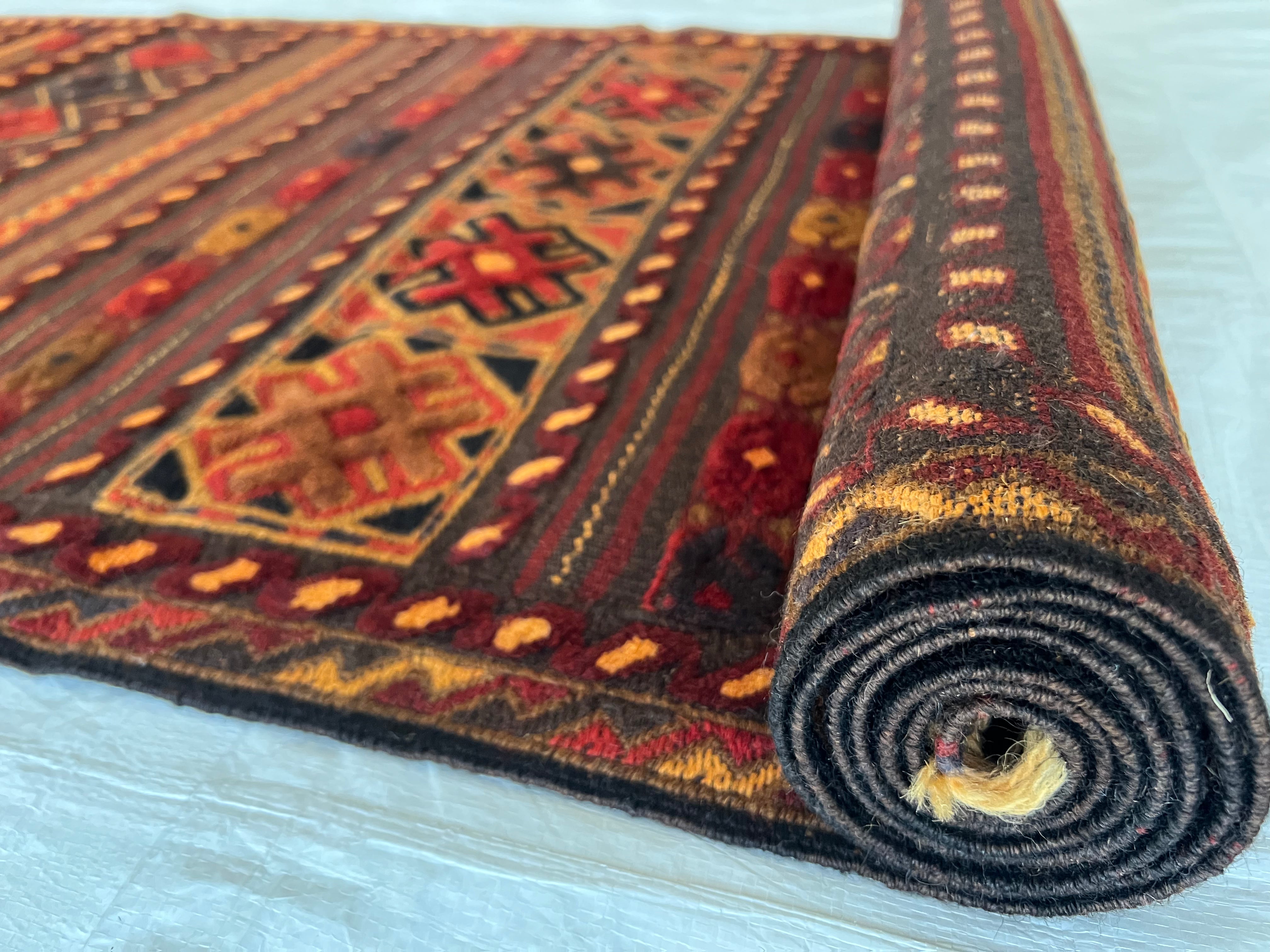 Oriental Runner 2x10 | Brown, Rust & Red | Flatweave Wool